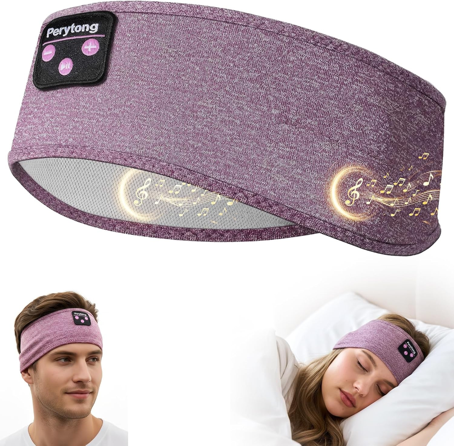 Sleep Headphones Wireless Bluetooth Ultra-thin HD Stereo Sports Headband Purple