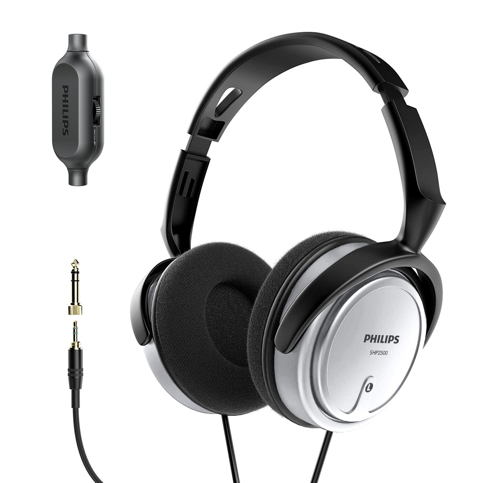 Philips Wired Over Ear Headphones Studio Monitor Podcast 1/4″ Adapter Silver NEW