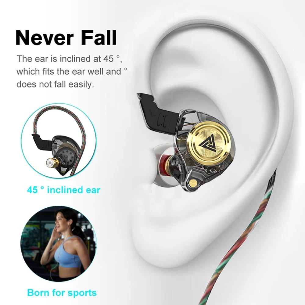 Yeabomy Wired Gaming Earbuds, Ak3file in Ear Monitors, Deep Bass Sound Black