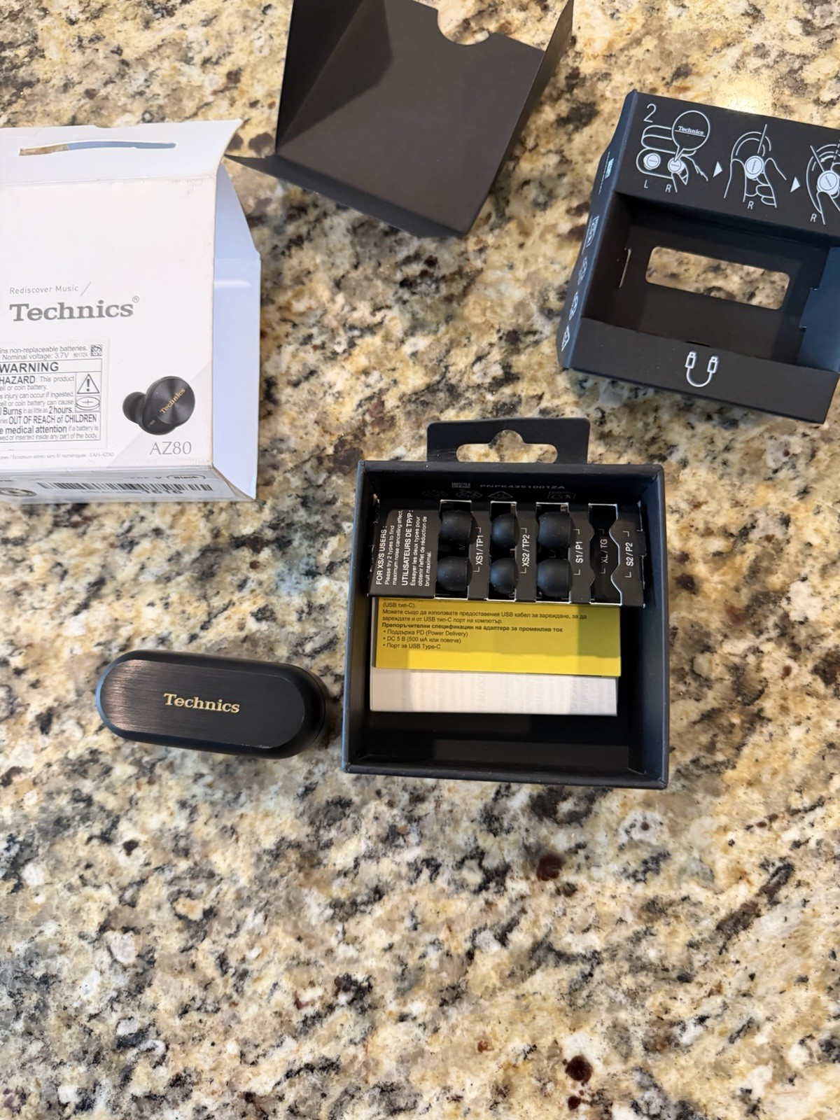 Technics AZ80 Wireless Bluetooth In-Ear Earbuds Black w/ Charging Case
