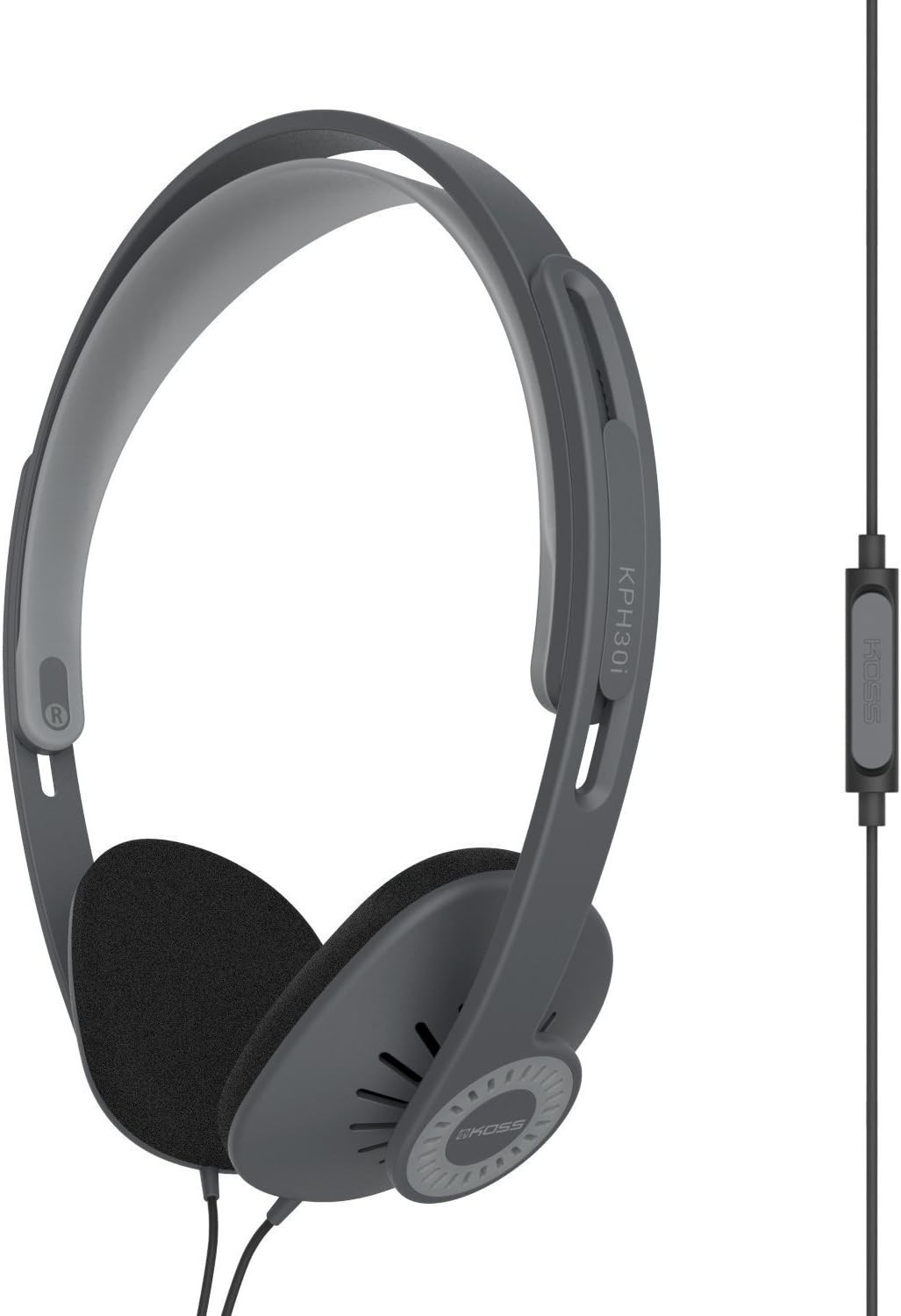 Dark Grey On-Ear Headphones with In-Line Microphone – Perfect for Everyday Use