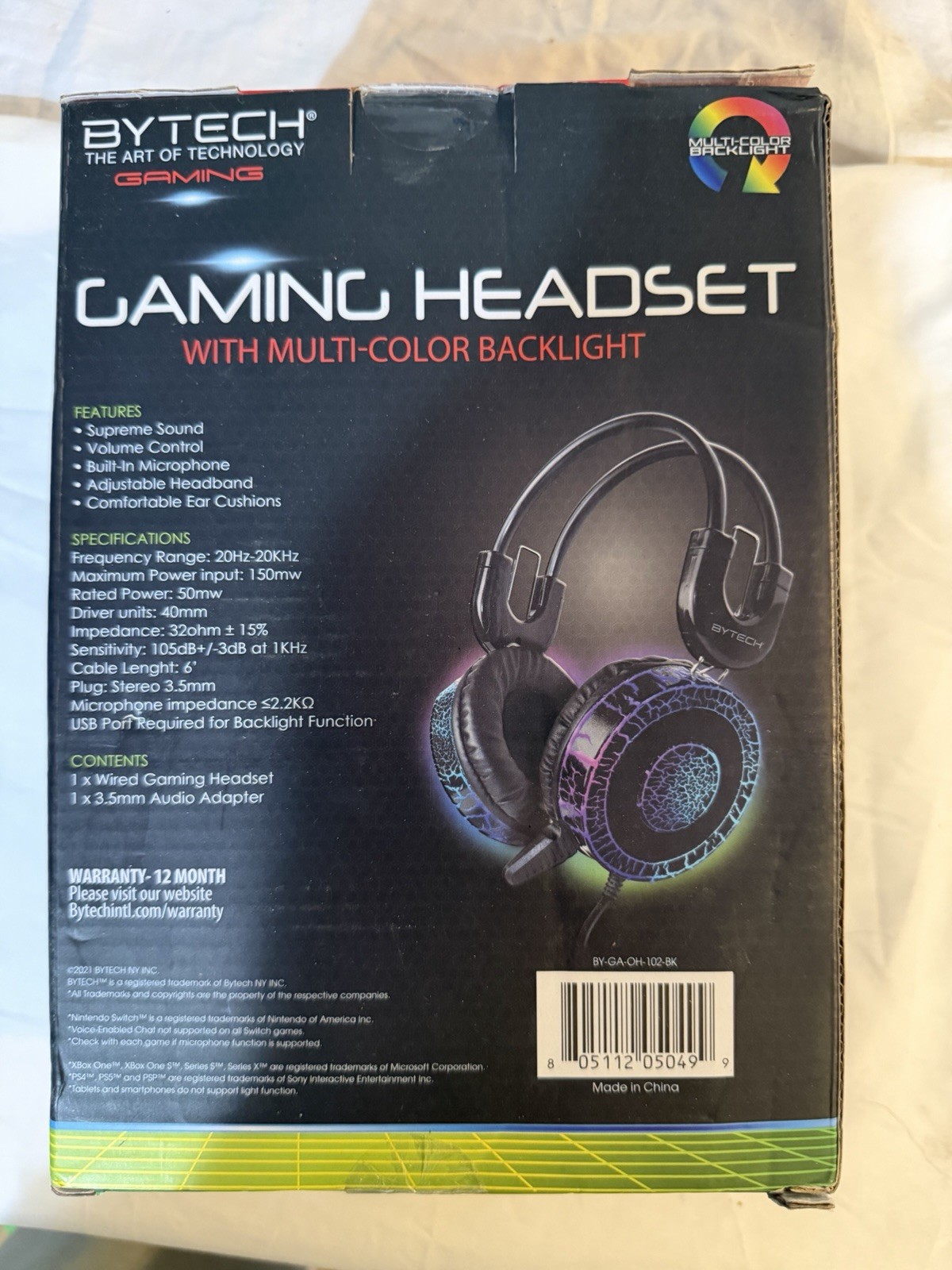 Bytech Gaming Headset with Multi-Color Backlight
