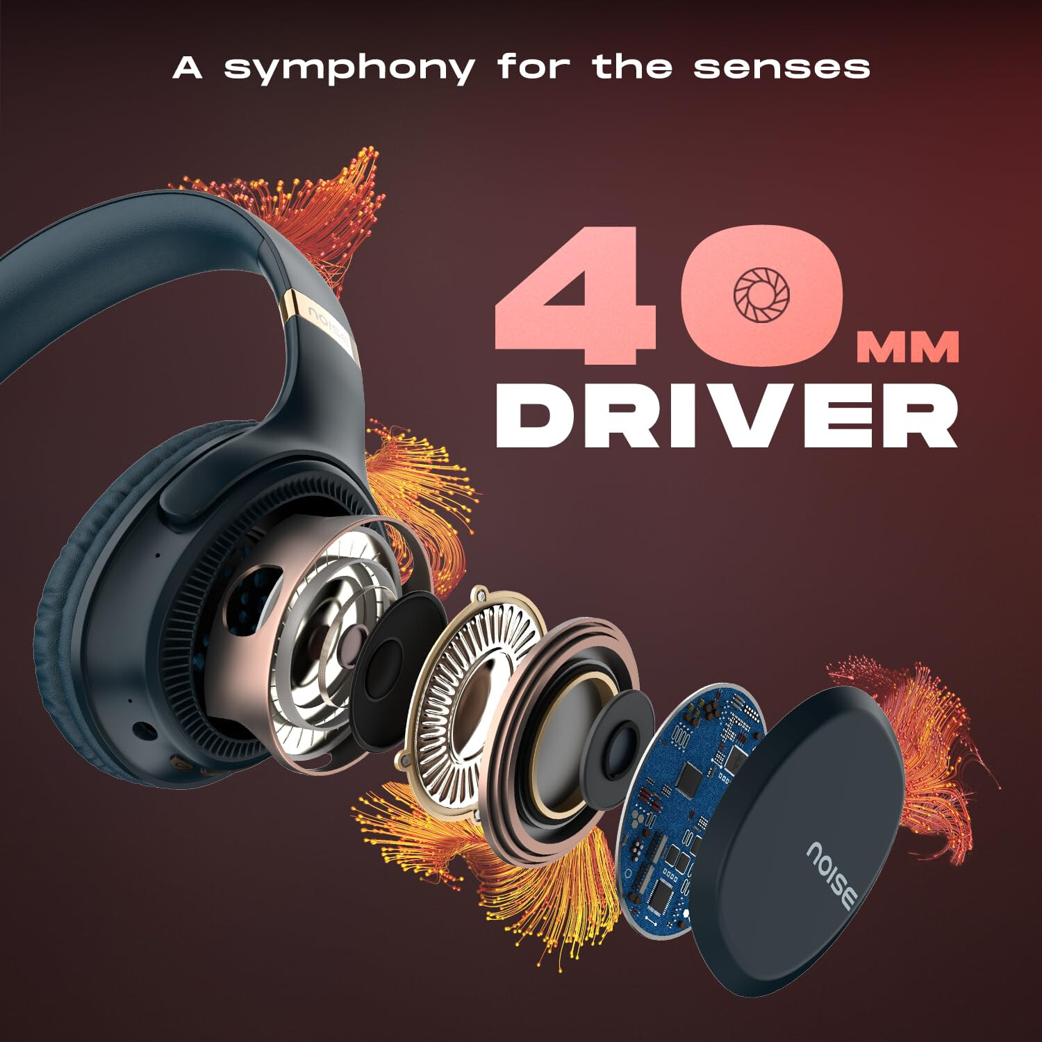 Noise 3 Wireless On-Ear Headphones with 70H Playtime,40mm Driver,up to 45ms,New,