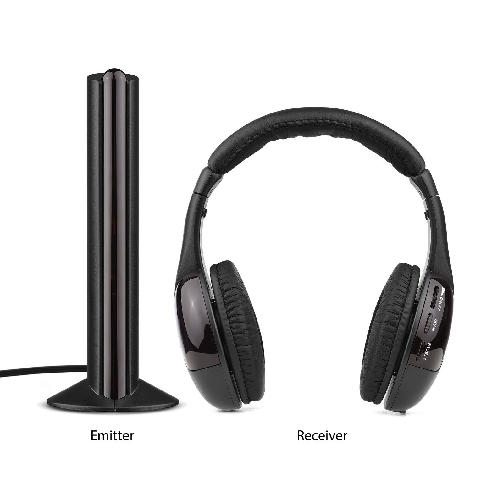 5 in 1 Wireless Cordless Headphones Headset with Mic for TV Watching Radio J4E3