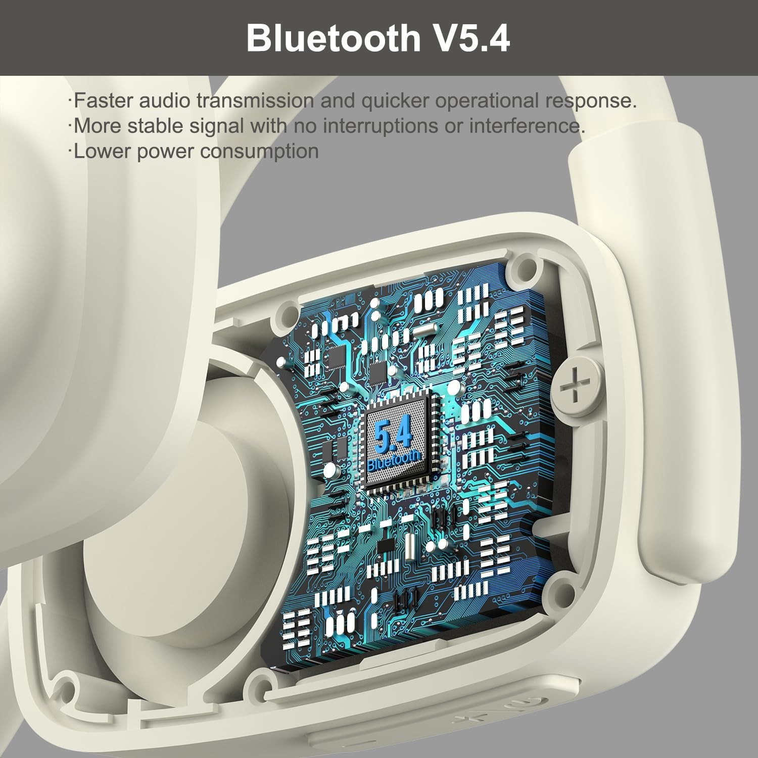 Bluetooth Headphones, V5.4 Wireless 5.5*5.1*1.6inch, Beige