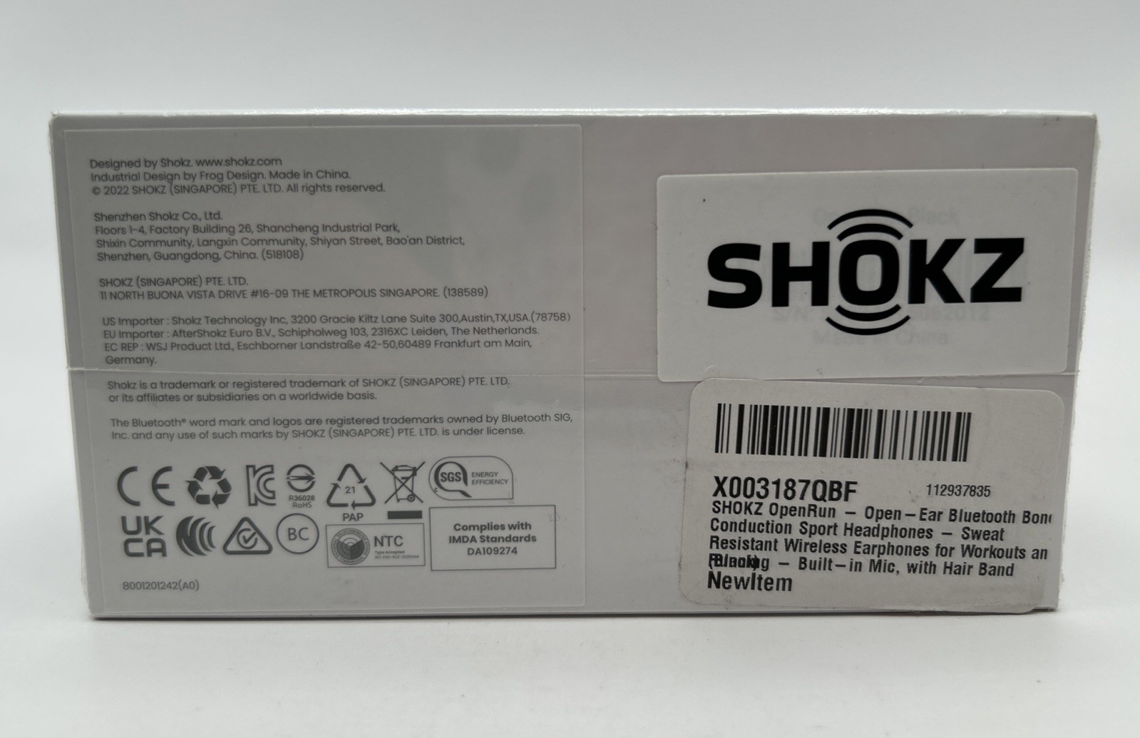 Shokz OpenRun Black Bone Conduction Bluetooth Wireless Headphones Open Ear Buds