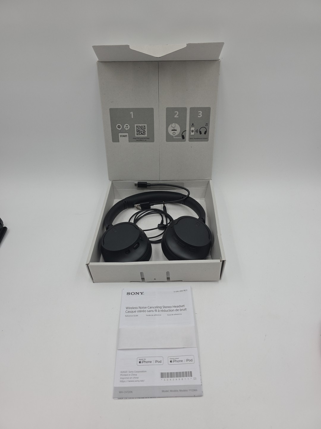 Sony WHCH720N Noise Canceling Over-the-Ear Headphones *Missing Cord* *Tested*