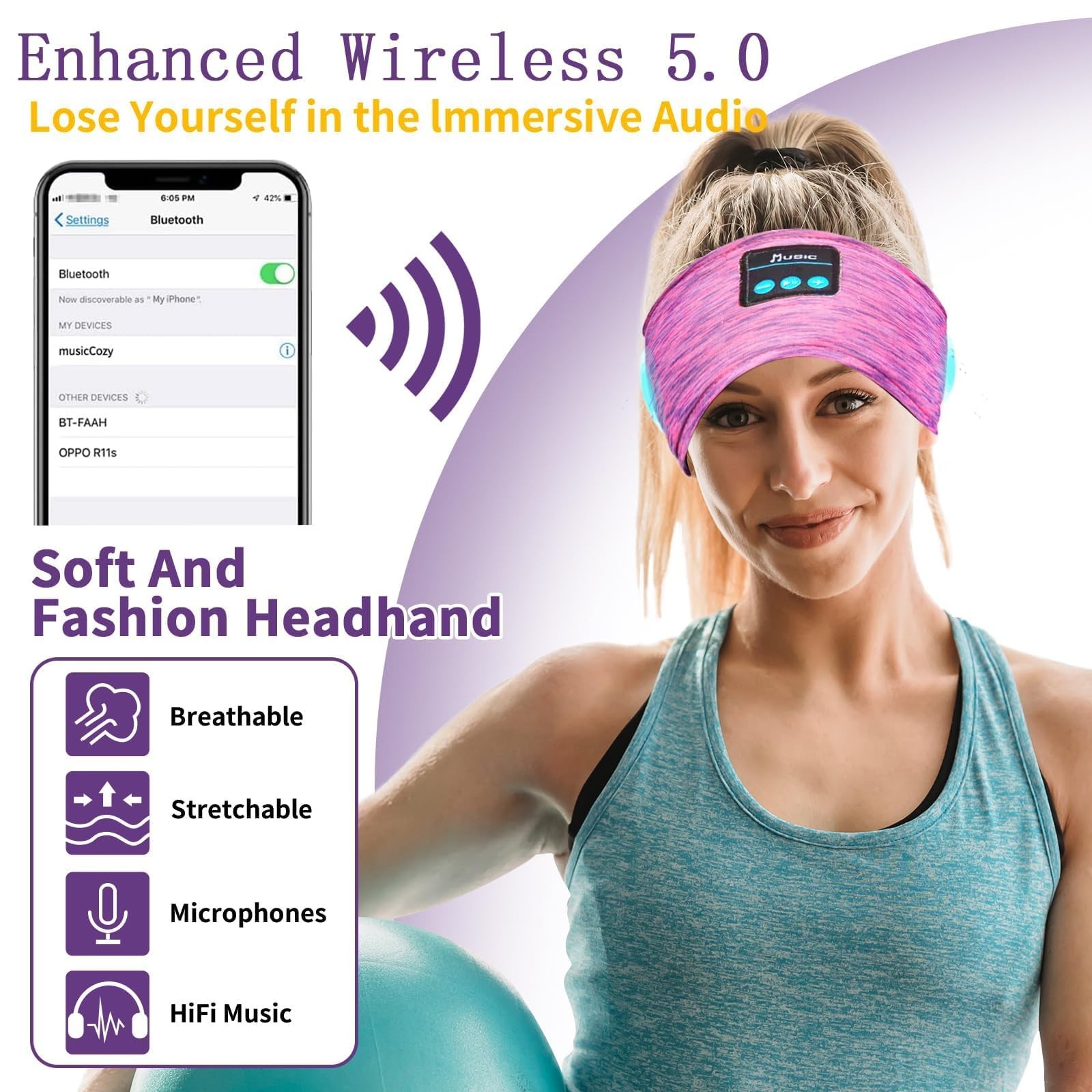 Wireless Sleep Headphones for Women – Bluetooth Headband for Side Sleepers wi…