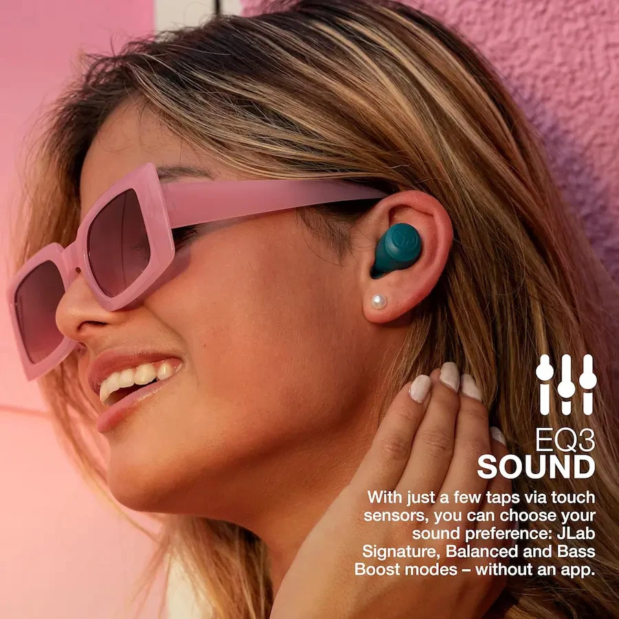 JLab – GO Air Pop True Wireless Earbuds in Teal. iOS & Android Compatible