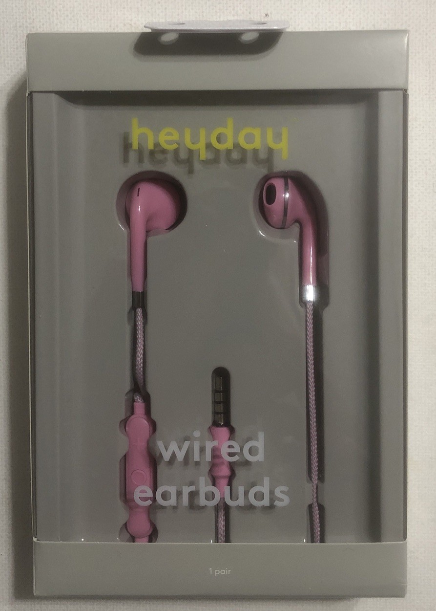 New Heyday Wired Earbuds (Candy Pink) 1 Pair *NIB* 3.5 mm Aux Plug