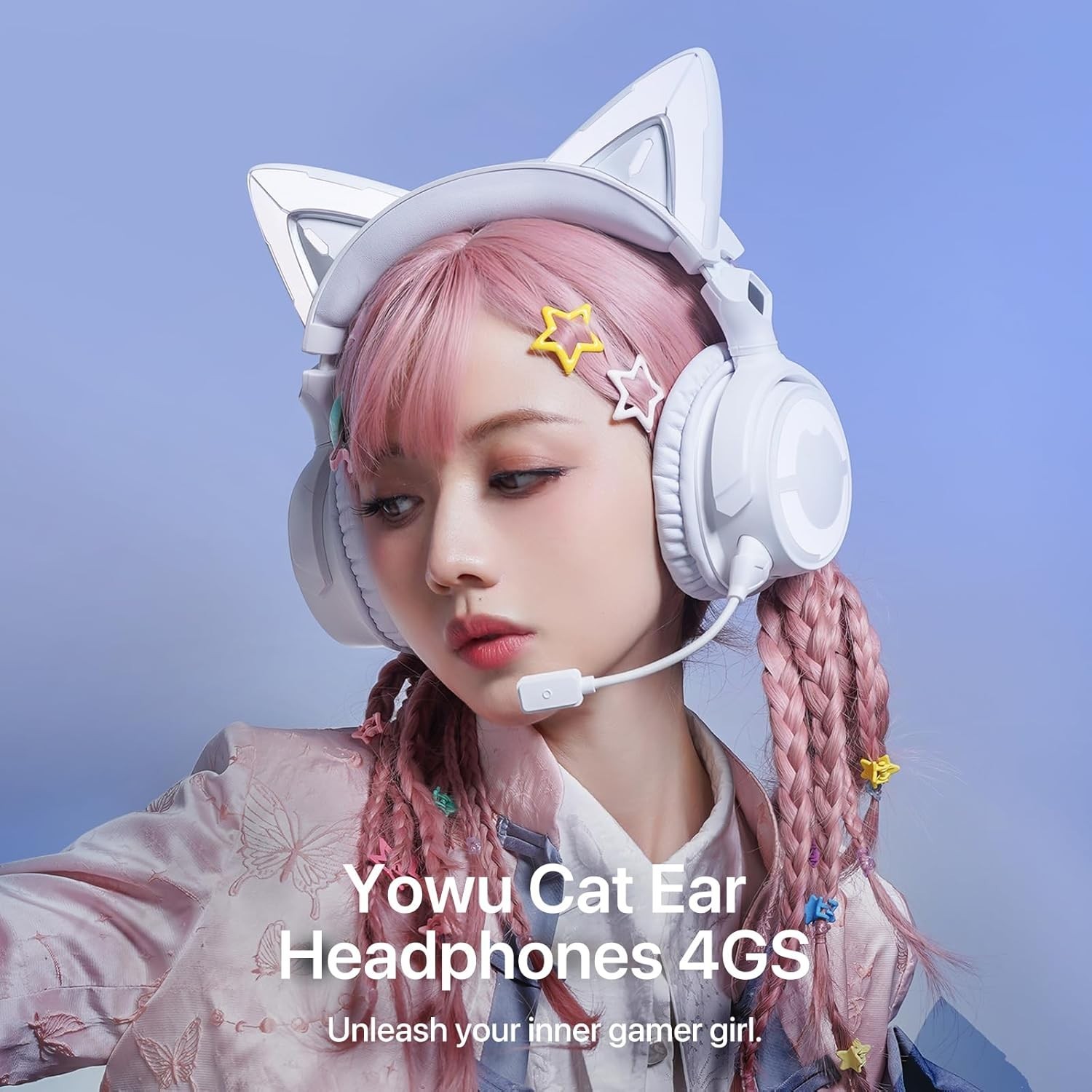 4GS Wireless Bluetooth Cat Ear Gaming Headphones – Compatible with All Consoles