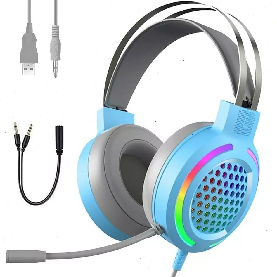 MAMBASNAKE M12 Wired Headphone Over Ear Headset Earphone HD Sound Bass HiFi Blue