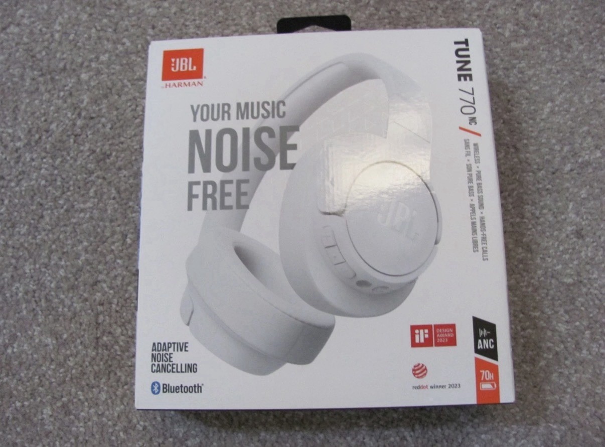 JBL Tune 770NC Noise-Cancelling Over-Ear Headphones (White)