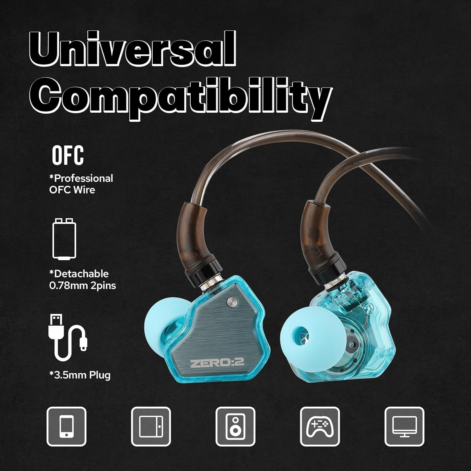 7Hz x Crinacle Zero:2 In Ear Monitor IEM 10mm Dynamic Driver Audiophile Earbuds