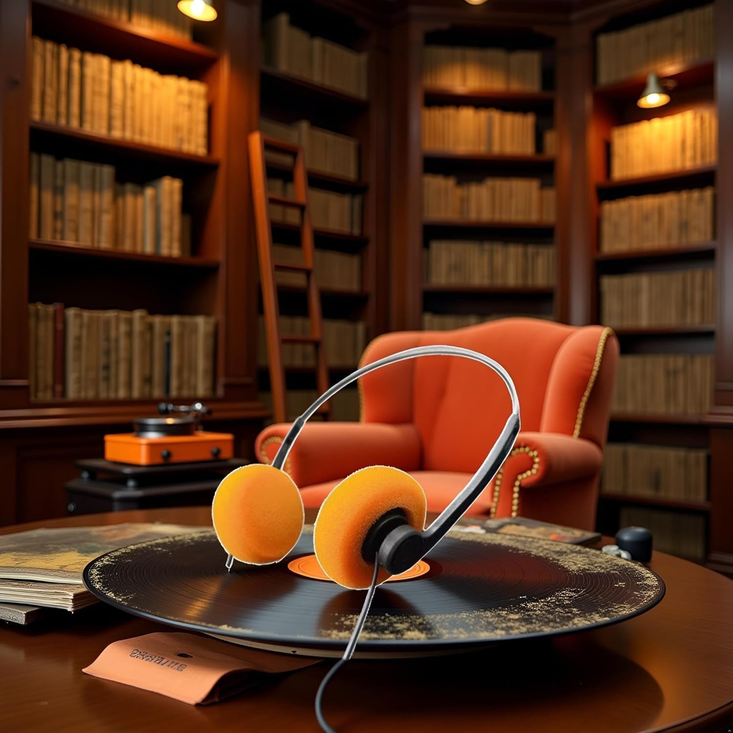 Lightweight Retro Over-Ear Headphones in Orange – Perfect for Mobile Devices