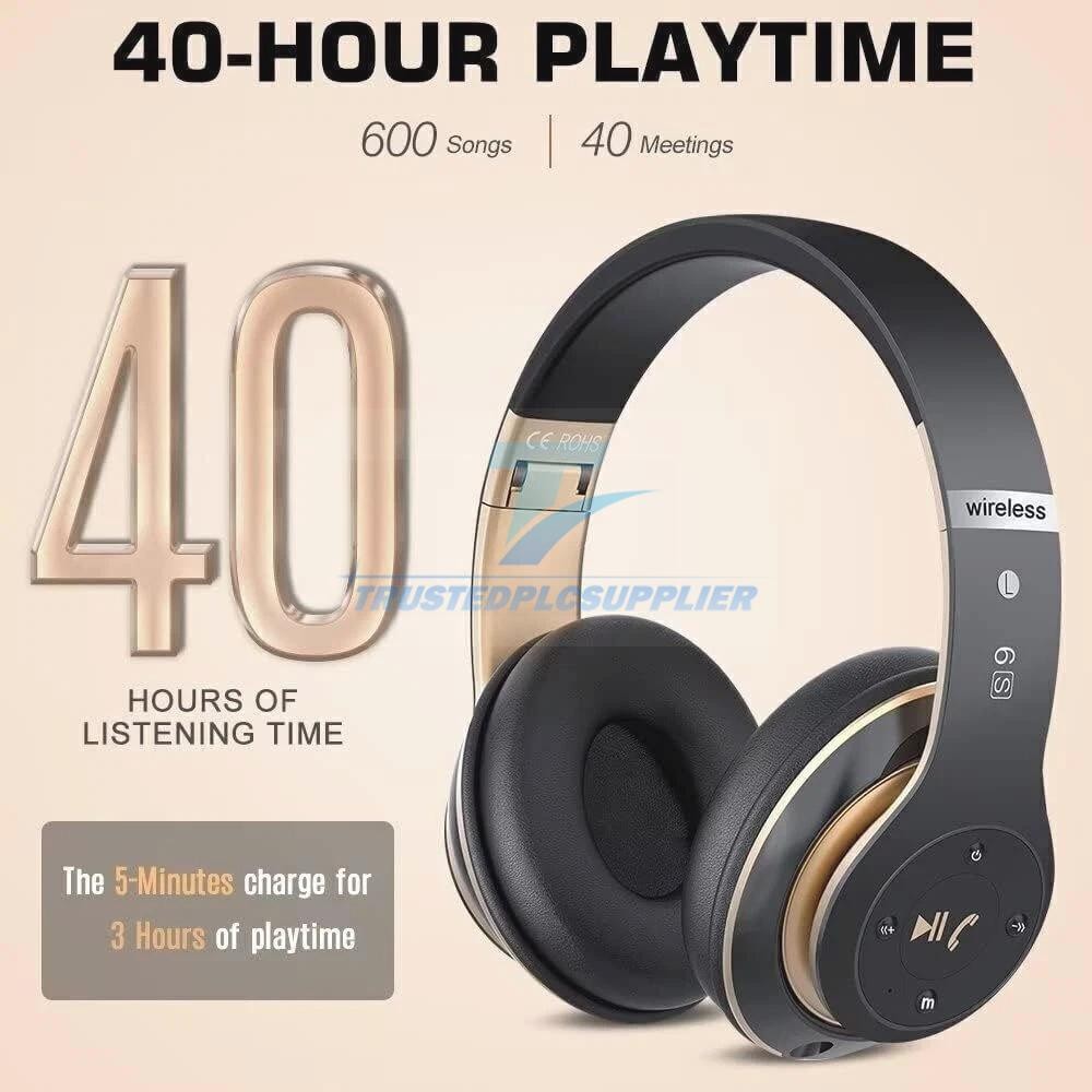 Wireless Headphones Bluetooth Noise Cancelling Stereo Earphones Over Ear Headset