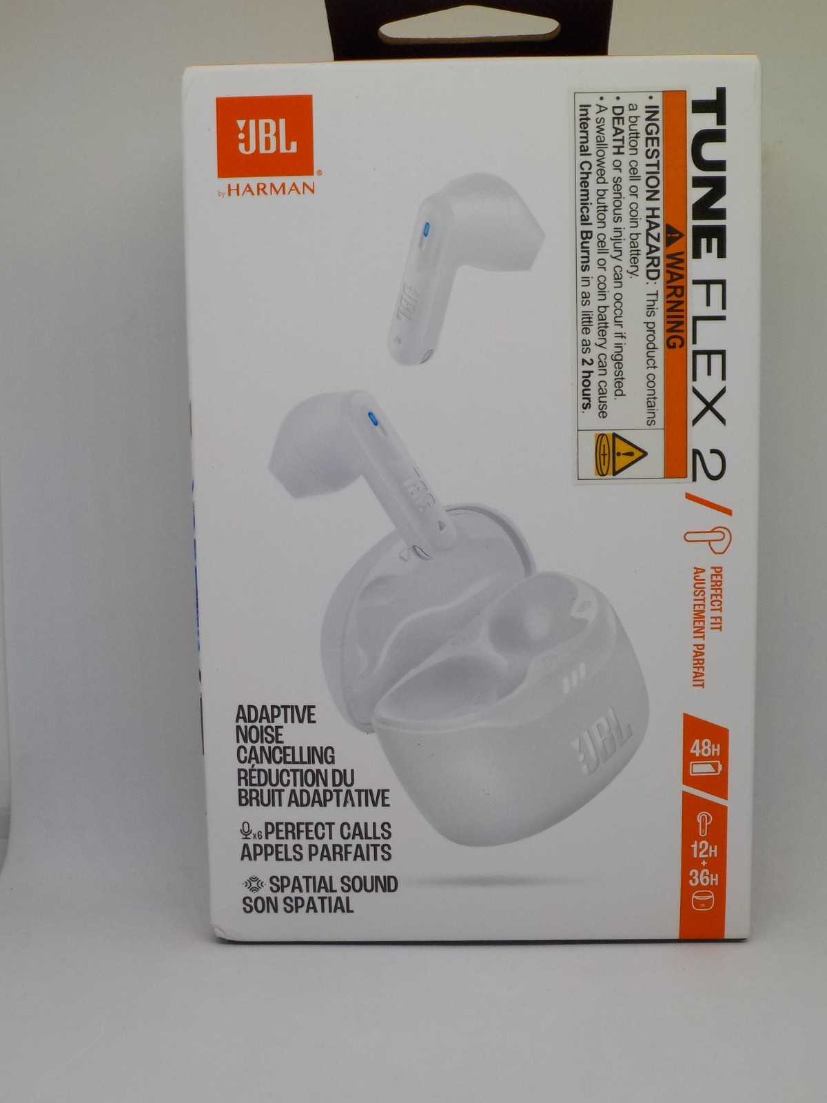 New JBL Tune Flex 2 – True Wireless Noise Cancelling Earbuds (White)