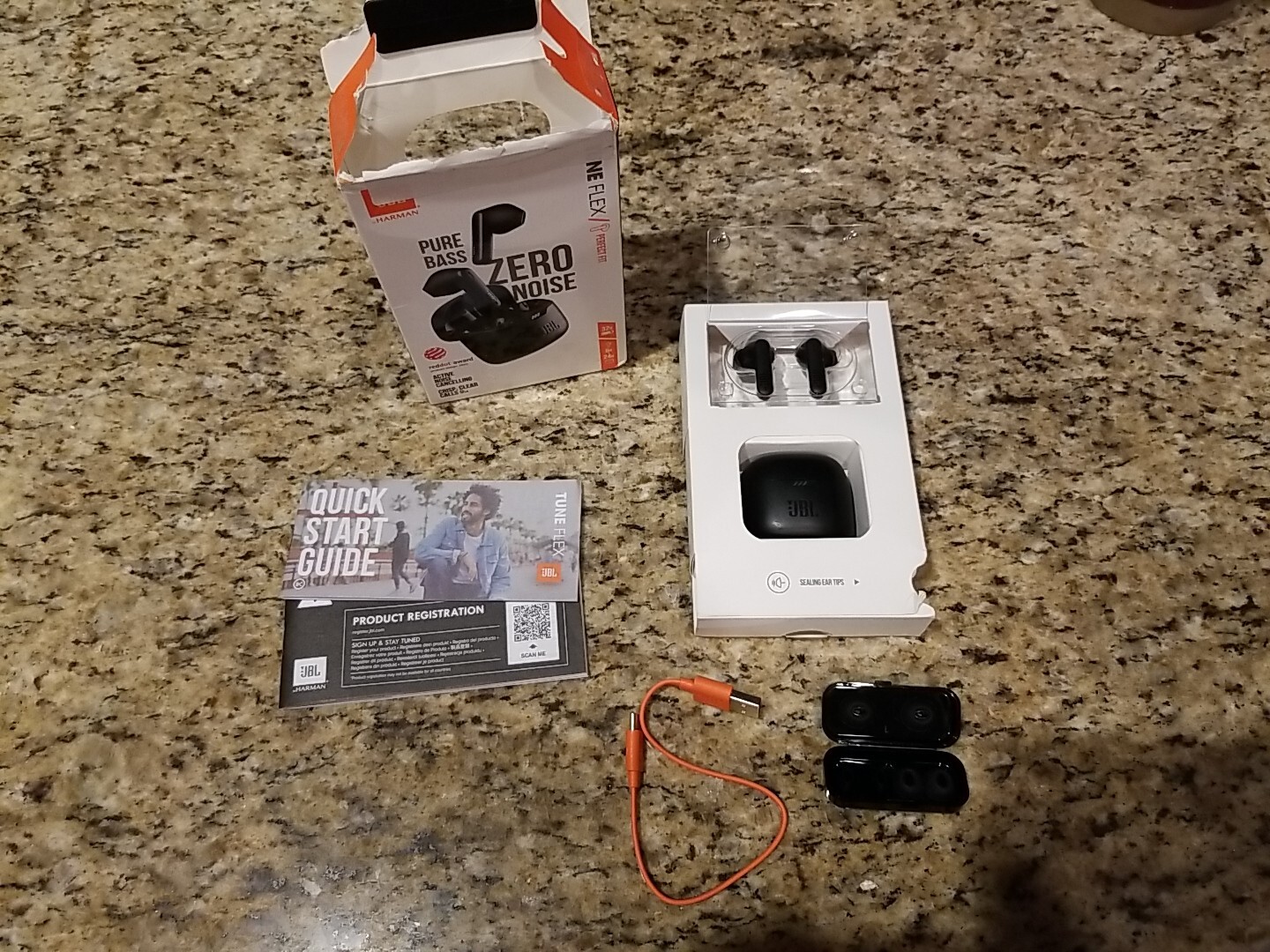 JBL Tune Flex True In Ear Wireless Earbuds Zero Noise – Black *Open-box/New*