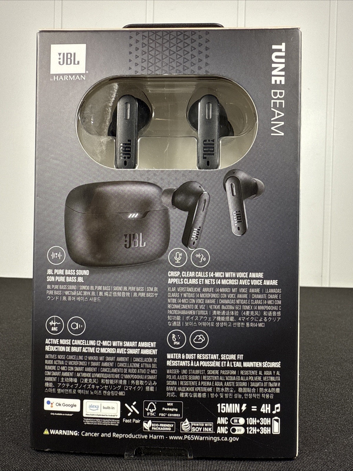 JBL Tune Beam Pure Bass Zero Noise Perfect Fit Wireless Earbuds Black