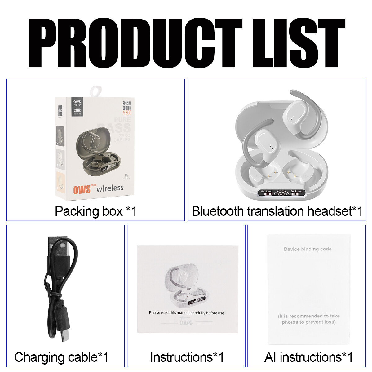 144 Languages Wireless Bluetooth OWS Earphones Earbuds Two Way Smart Translation