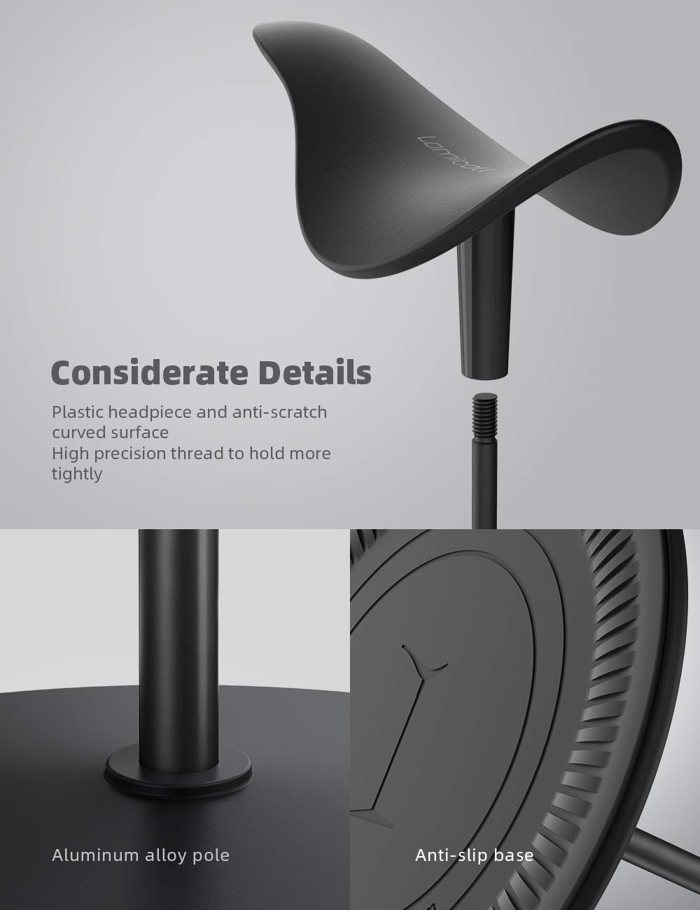 Lamicall Headphone Stand, Desktop Headset Holder – Desk Earphone Black