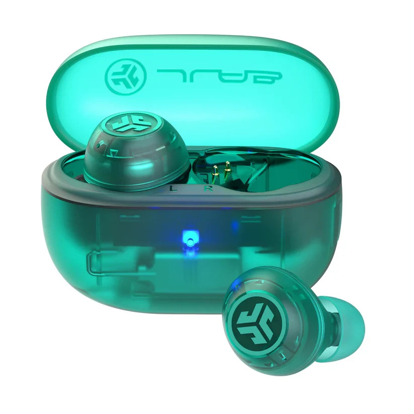 JLab Go Pop ANC True Wireless Bluetooth Earbuds – Transparent/Clear Teal 🔥New🔥