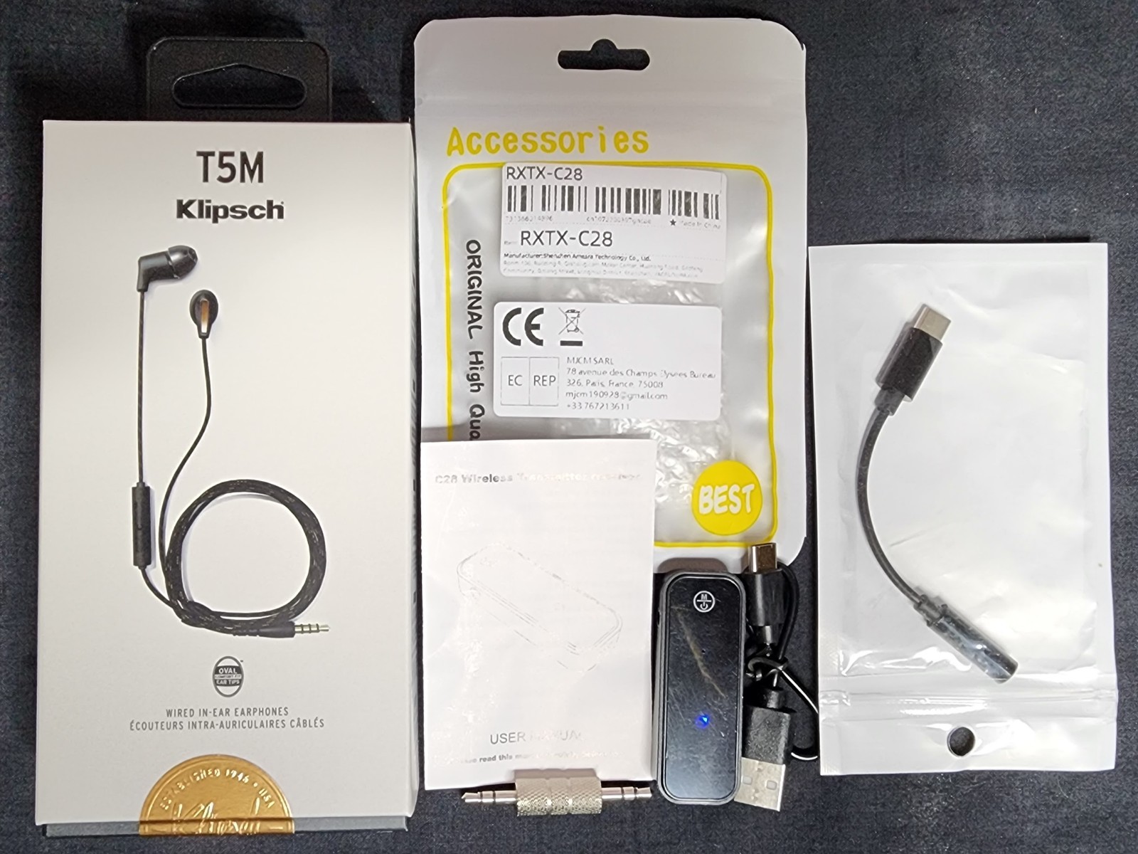 Klipsch T5M Wired Noise Isolating Earbuds W/Mic,3.5mm Jack,Bluetooth & USB C NEW