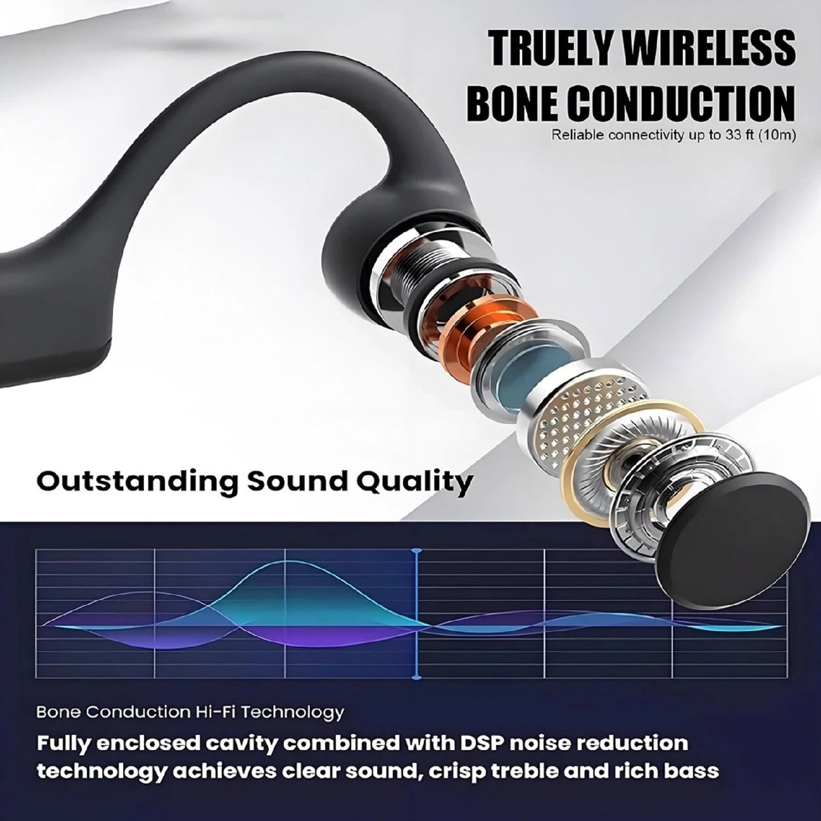 Bone Conduction Sport Headset Bluetooth 5.4 IPX5 Waterproof for Cycling Running