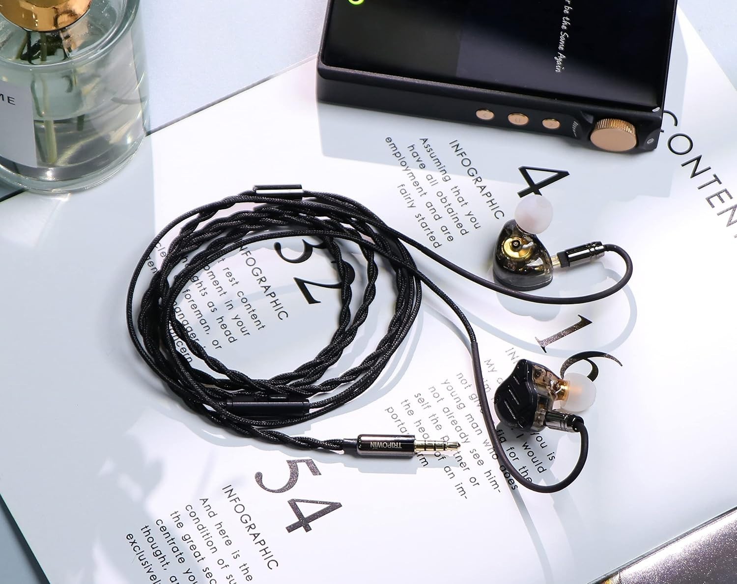 Durable Braided IEM Cable – 4N OFC, Cotton Yarn, 2pin 3.5mm with Microphone