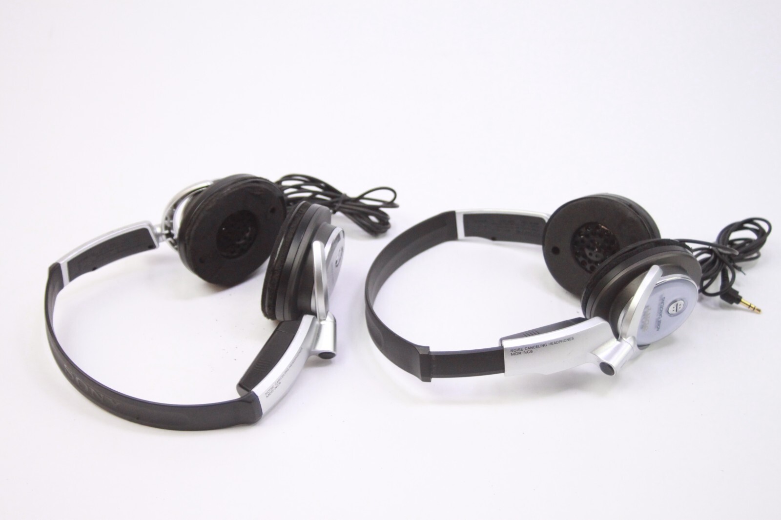 2X Sony Model MDR-NC6 Headband Headphones Silver Tested – Working No Ear Pads