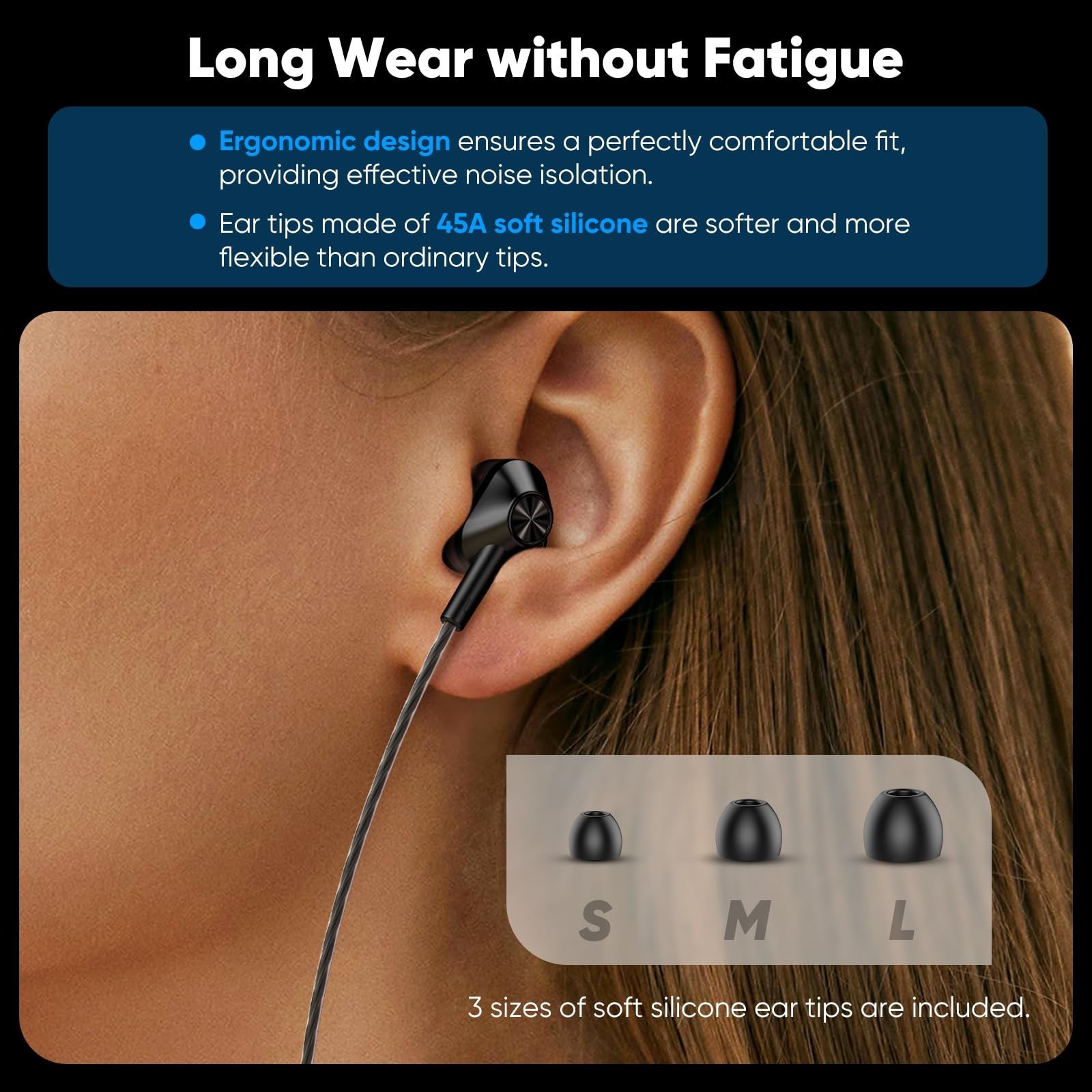 Hi-Fi USB-C Wired In-Ear Earbuds with Mic, Dual Driver, Noise Isolating, Deep Ba