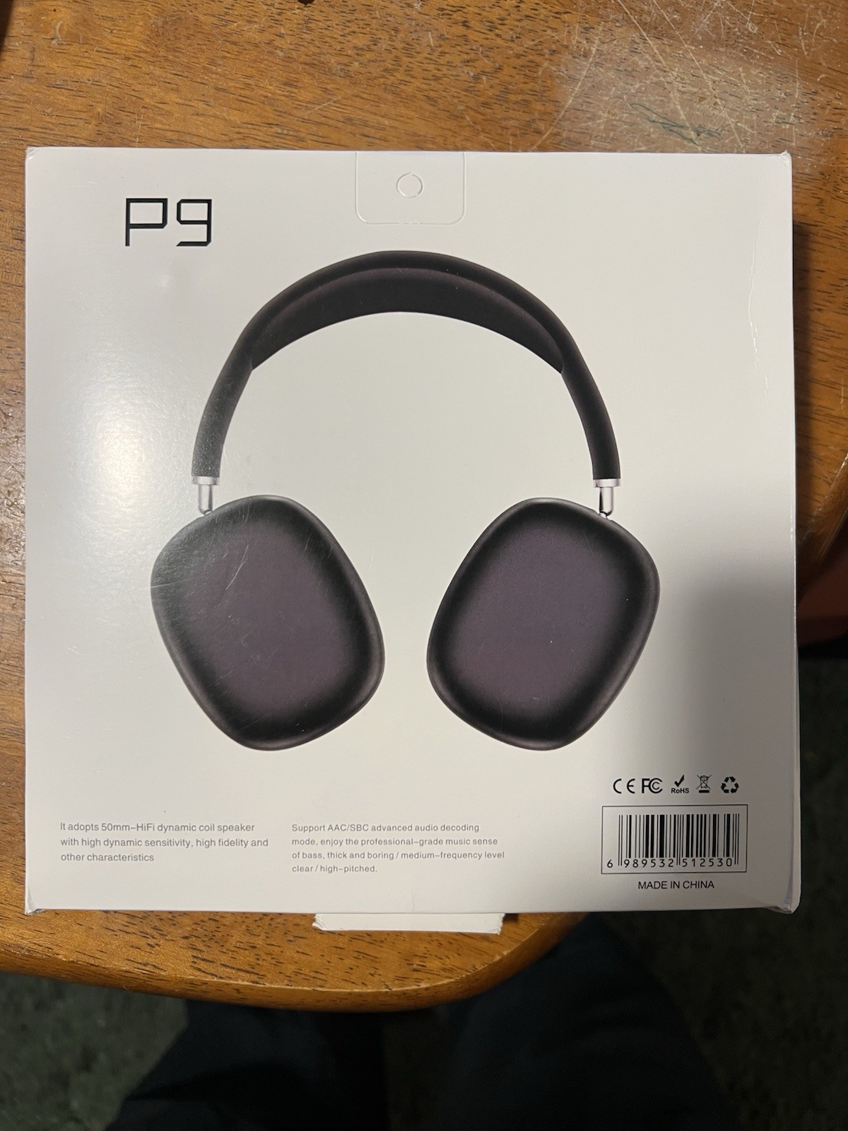 P9 Wireless Bluetooth Over Ear Headphones Noise Isolating HiFi Stereo Black