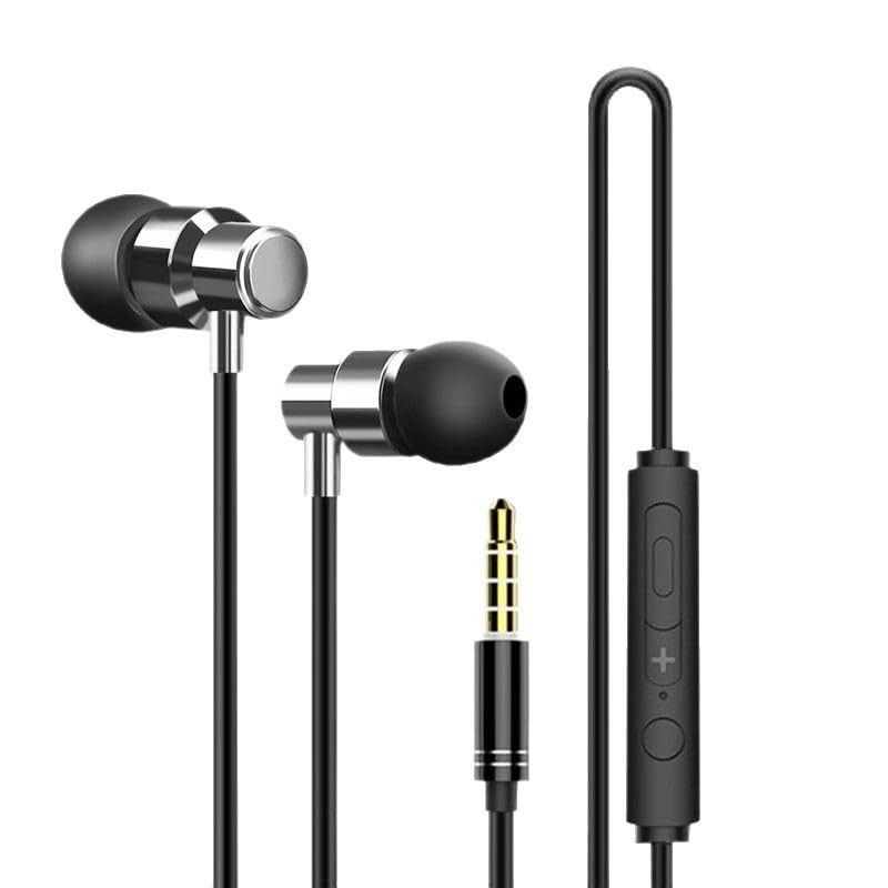 Accessonico Earbuds with Long Cord 6 ft 3.5mm Wired Headphones Black