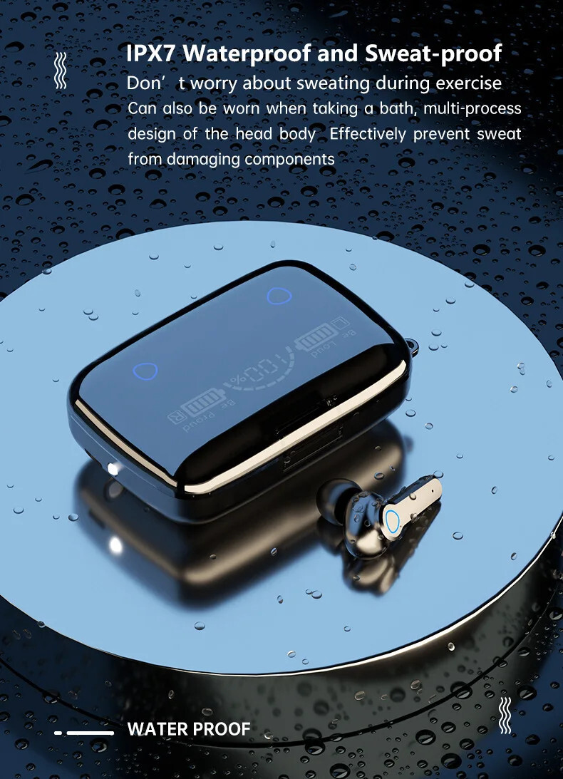 New Bluetooth Wireless Headphones Fast Charging Case Sleak LED Power Indicator