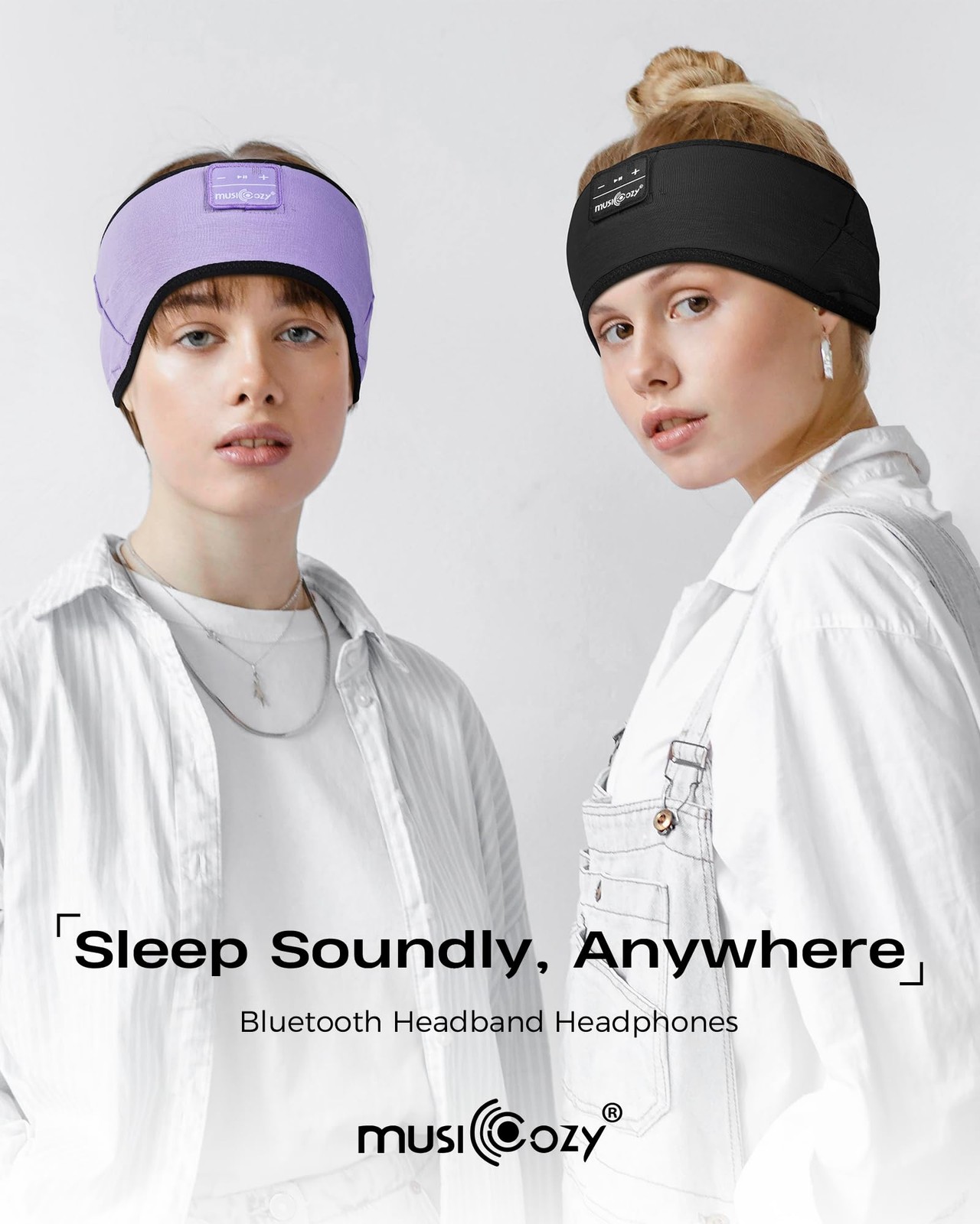 MUSICOZY Sleep Headphones Soft Bamboo Cotton 1 Count (Pack of 1), Black