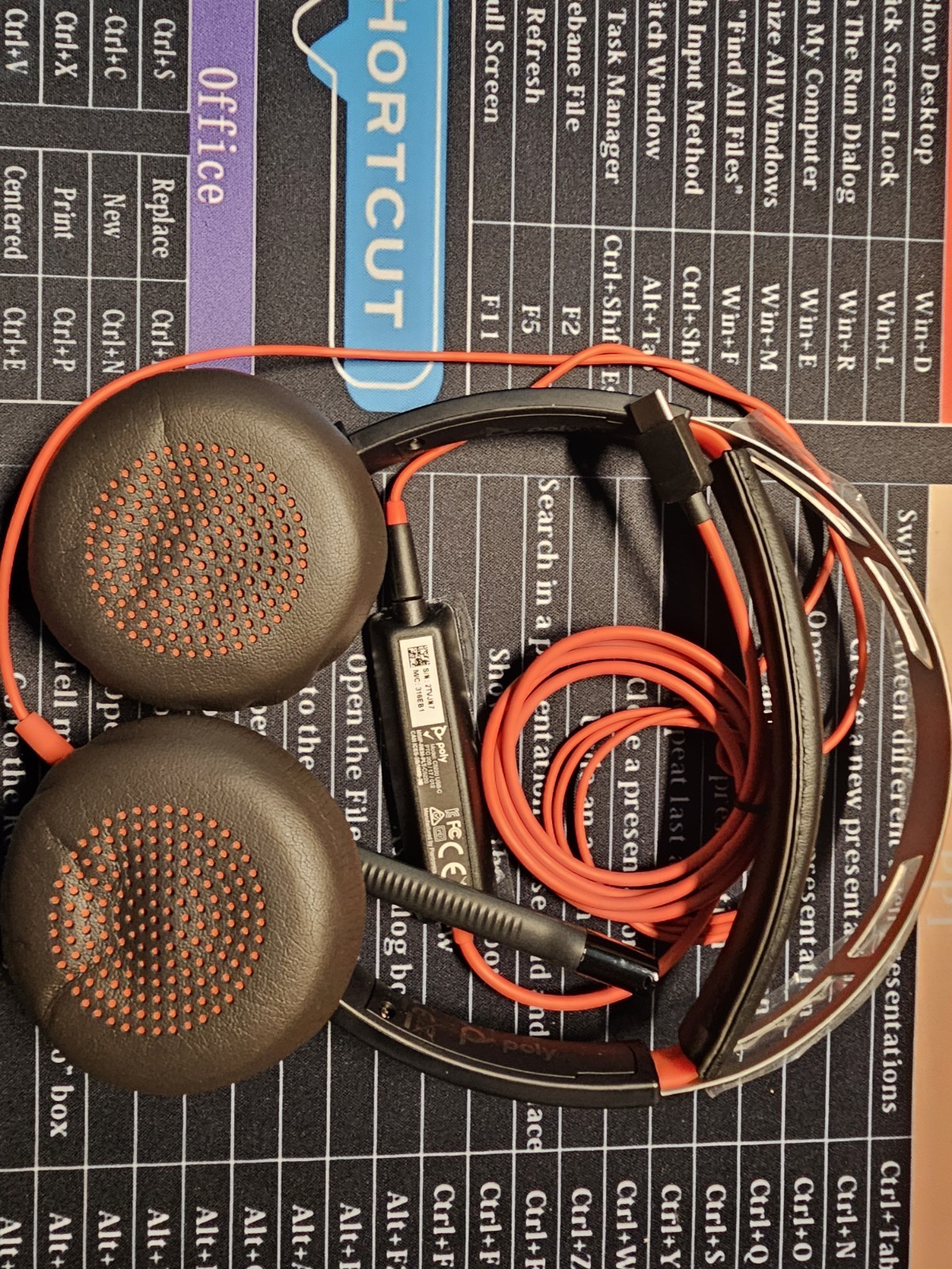 Poly Quick Start Blackwire 5200, Red and Black Headphones With Carrying Pouch