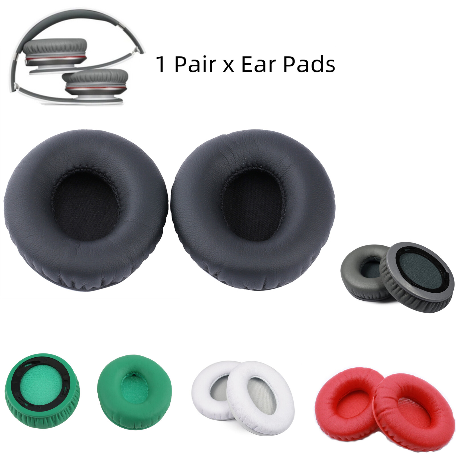1 Pair Headphones Replacement Soft Ear Pads for Beats Solo HD/Solo 1.0 Headsets