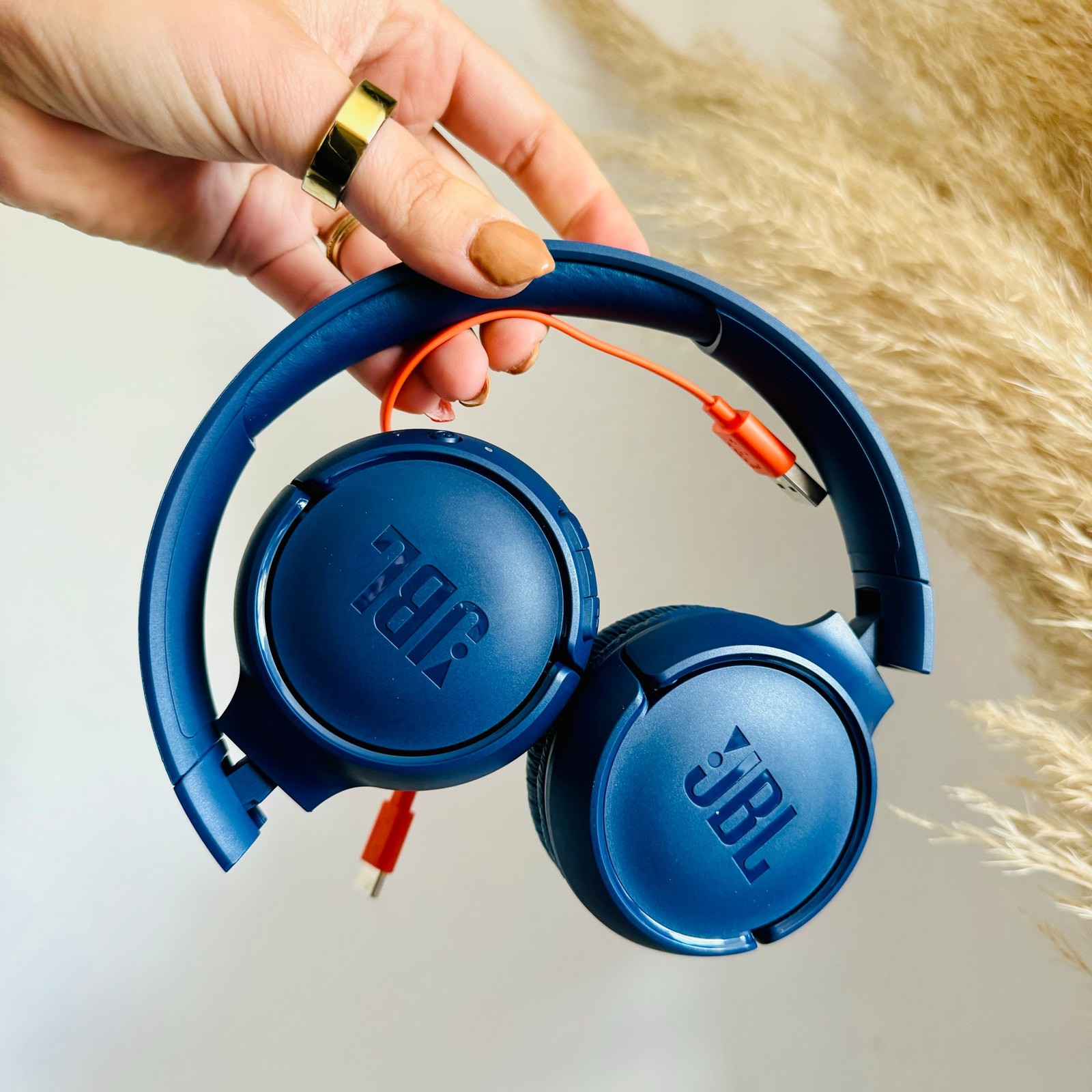 NEW JBL 510T Navy Blue Orange Wireless Bluetooth Over Ear Chunky Headphones