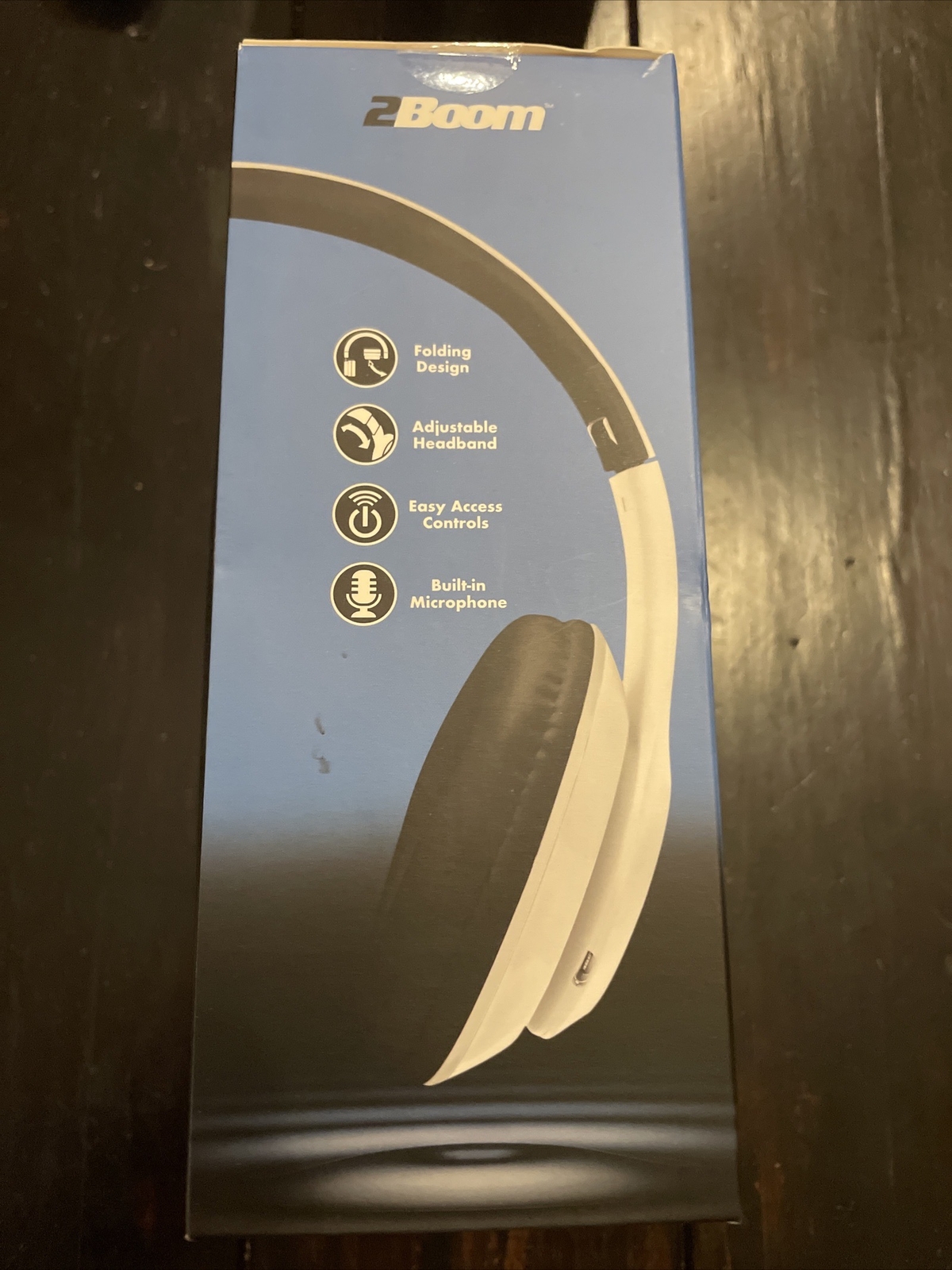 2Boom Peak Stereo Headphones Bluetooth WHITE FOLDING BUILT IN MICROPHONE NEW