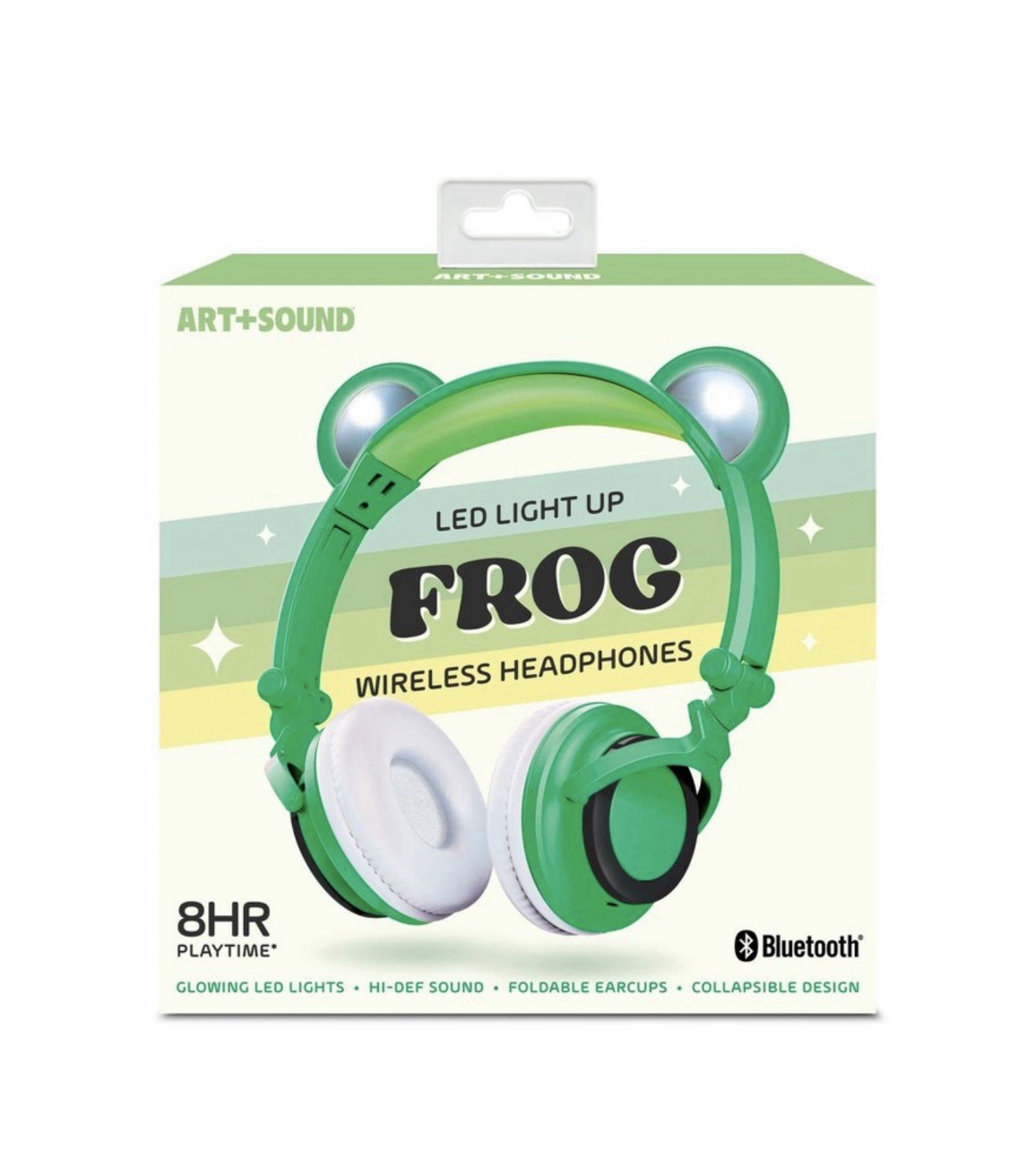 Art + Sound LED Light Up Frog Bluetooth Wireless / Wired Headphones & Microphone
