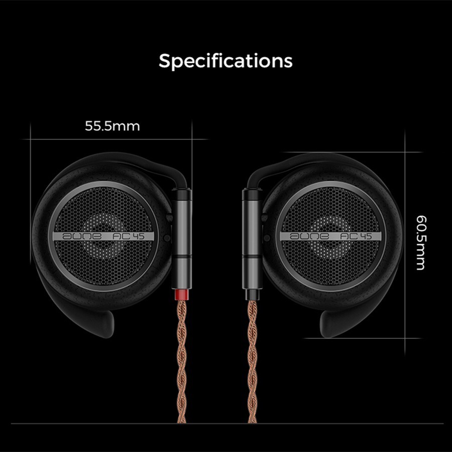 Aune AC45 Stereo 3.5mm/4.4mm Clip-on Hifi Earphones Interchangeable Cable