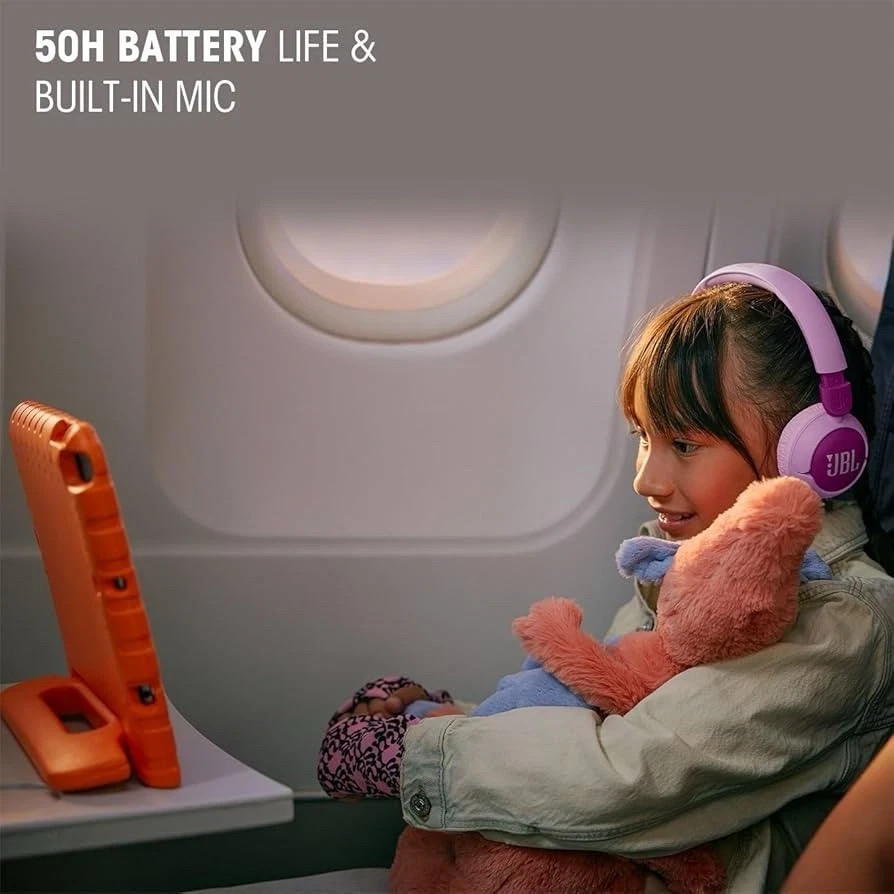 JBL Junior 320BT Kids Wireless Bluetooth On-Ear Headphones for Kids (Purple)