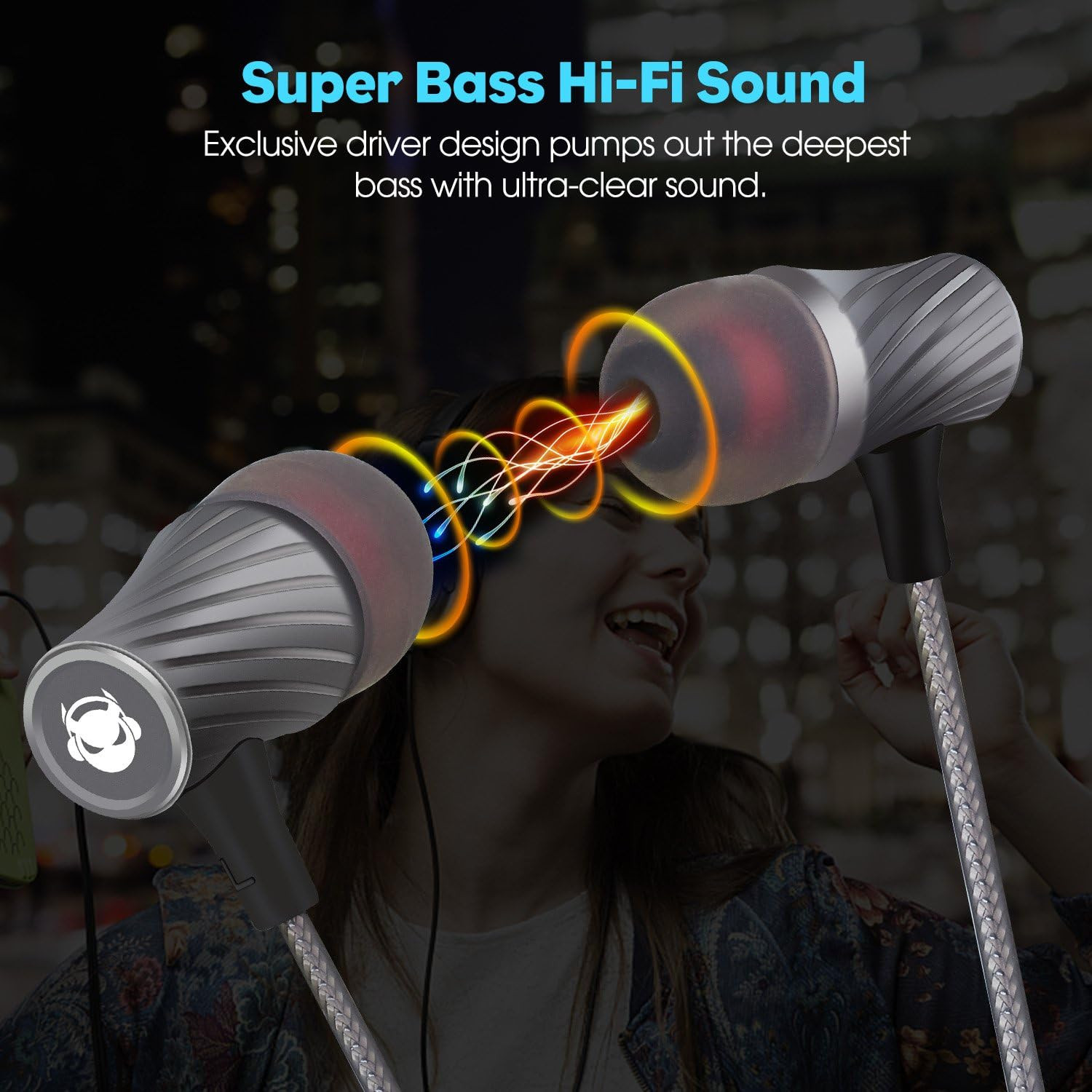 Wired Earbuds with Microphone Super Bass Passive Noise Cancelling Corded