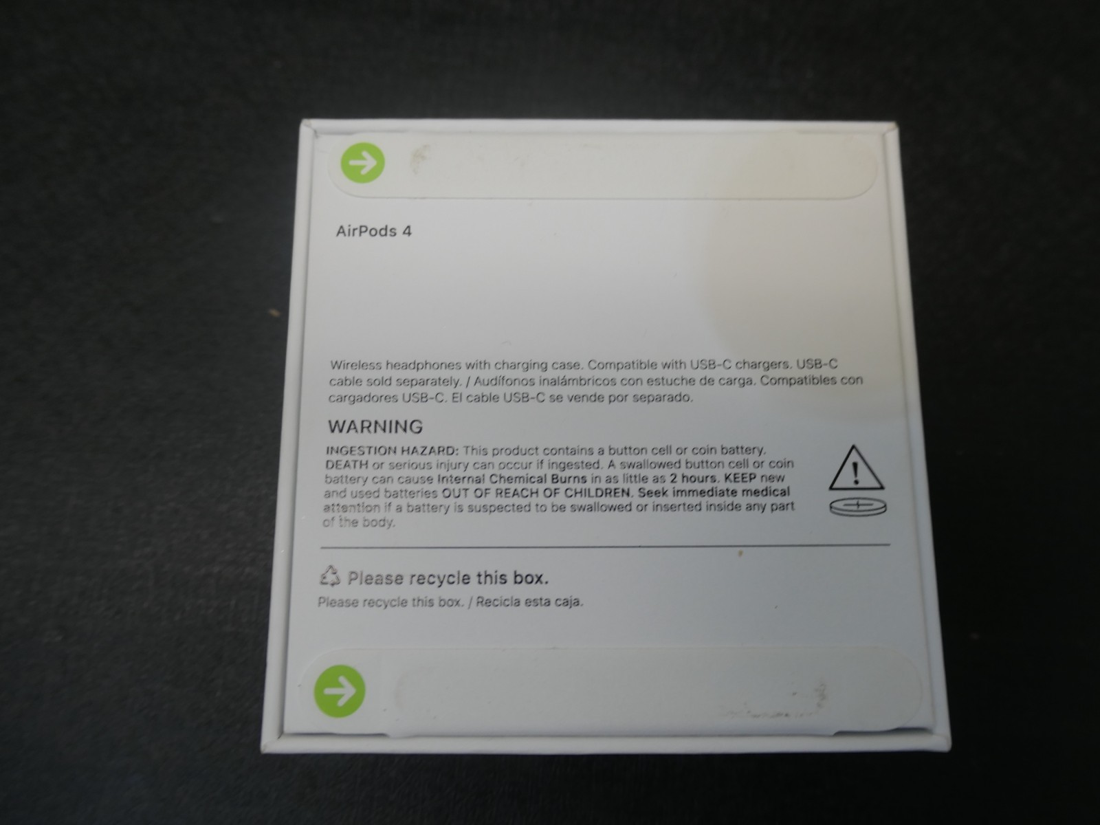 Apple Airpods 4 Wireless Charging USB-C Case, A3050 A3053 A3058 PXP73LL/A