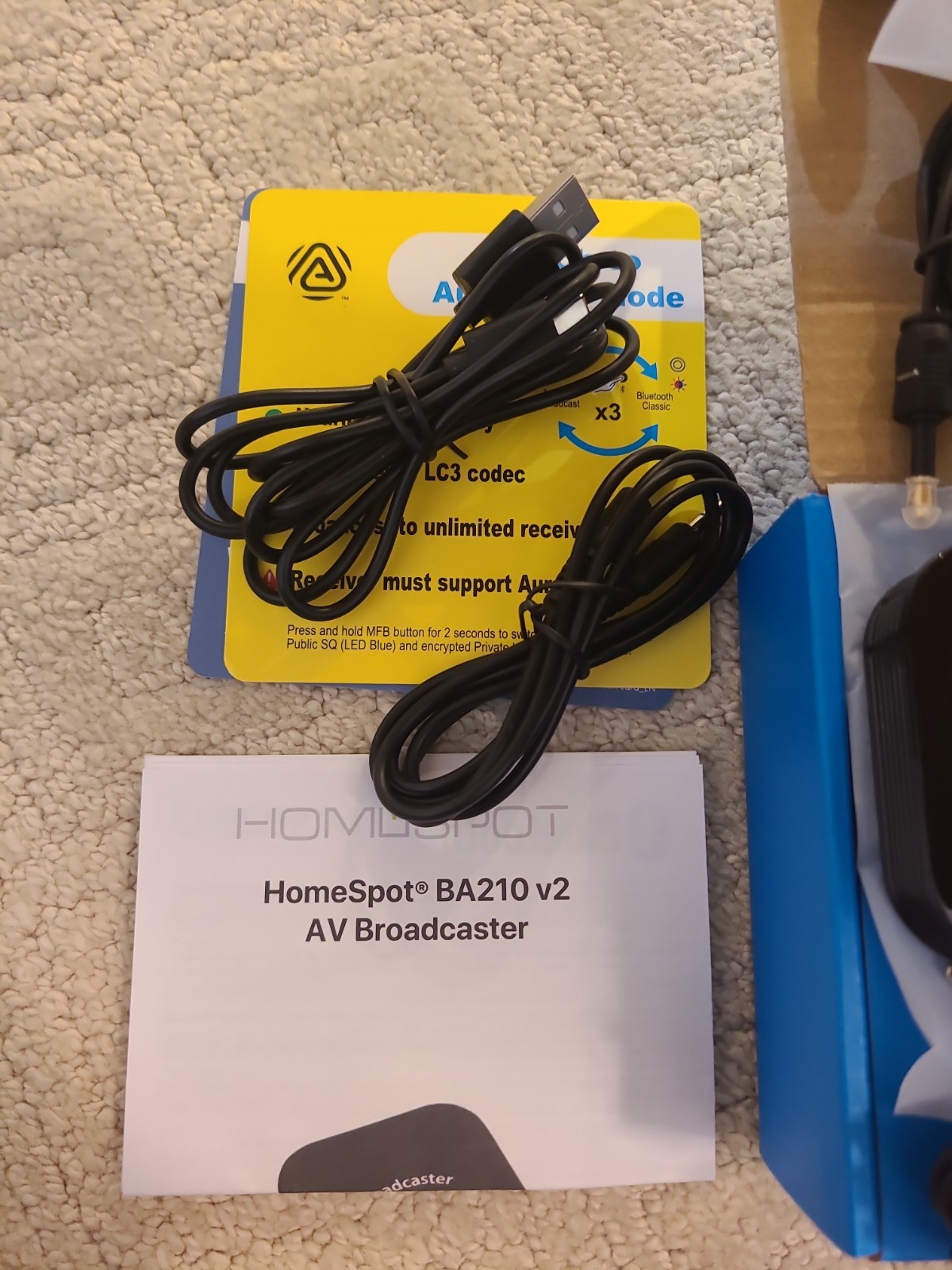 HomeSpot BA210 V2 Auracast TV Bluetooth Wireless Transmitter OPEN BOX