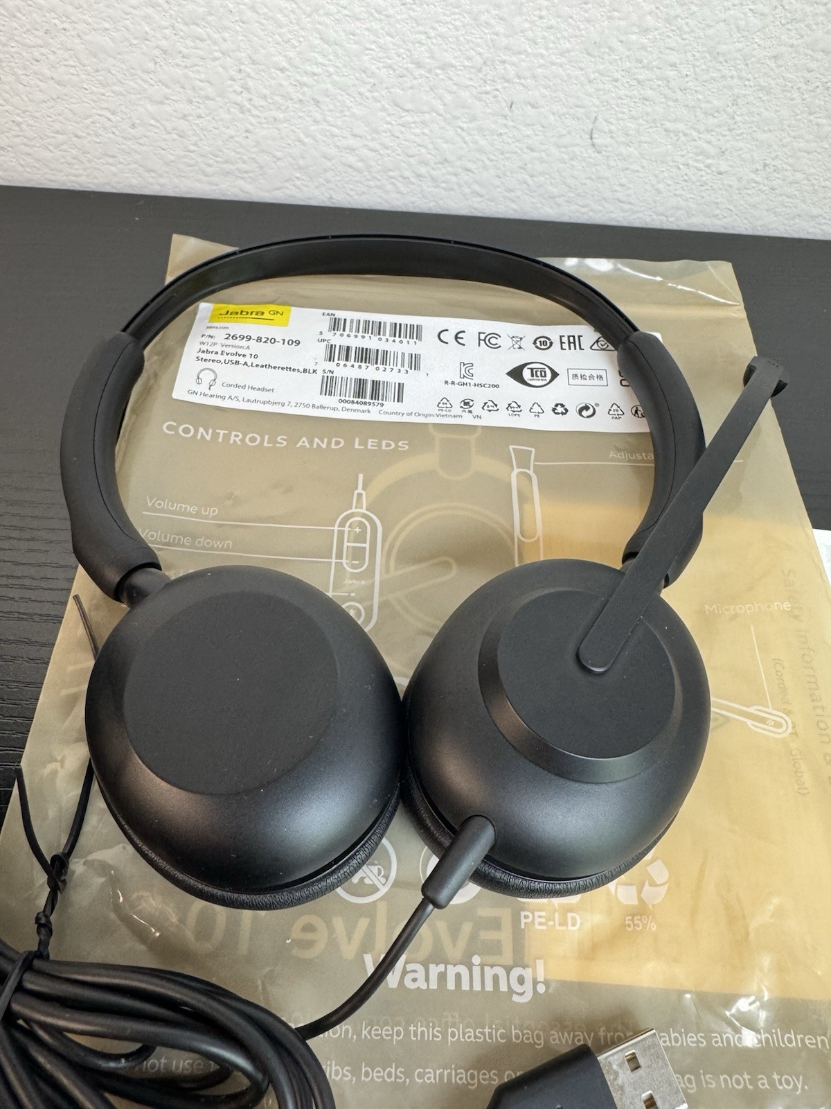 Jabra Evolve 10 Usb-A Stereo Cuffia 20 KHz Plug and play 2699-820-109