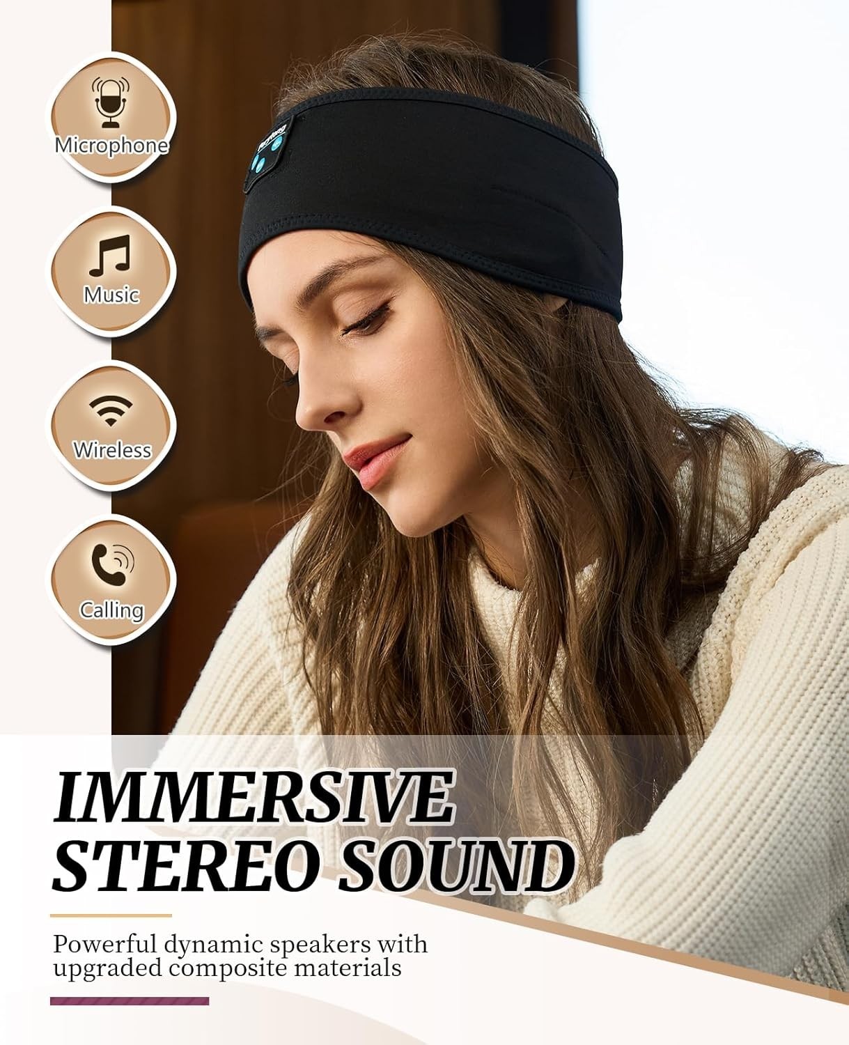 Wireless Sleep Headphones Sports Headband Bluetooth with Soft Fabric