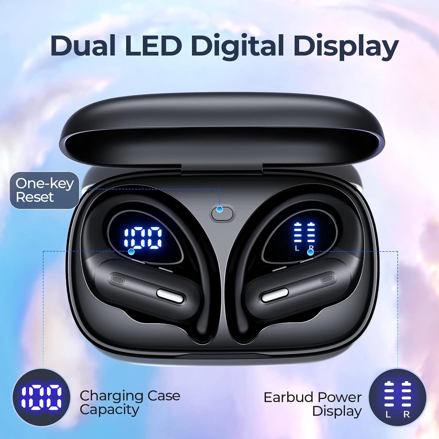 Active Noise Cancelling Wireless Earbuds Bluetooth Headphones 90 Hrs Playtime Ea