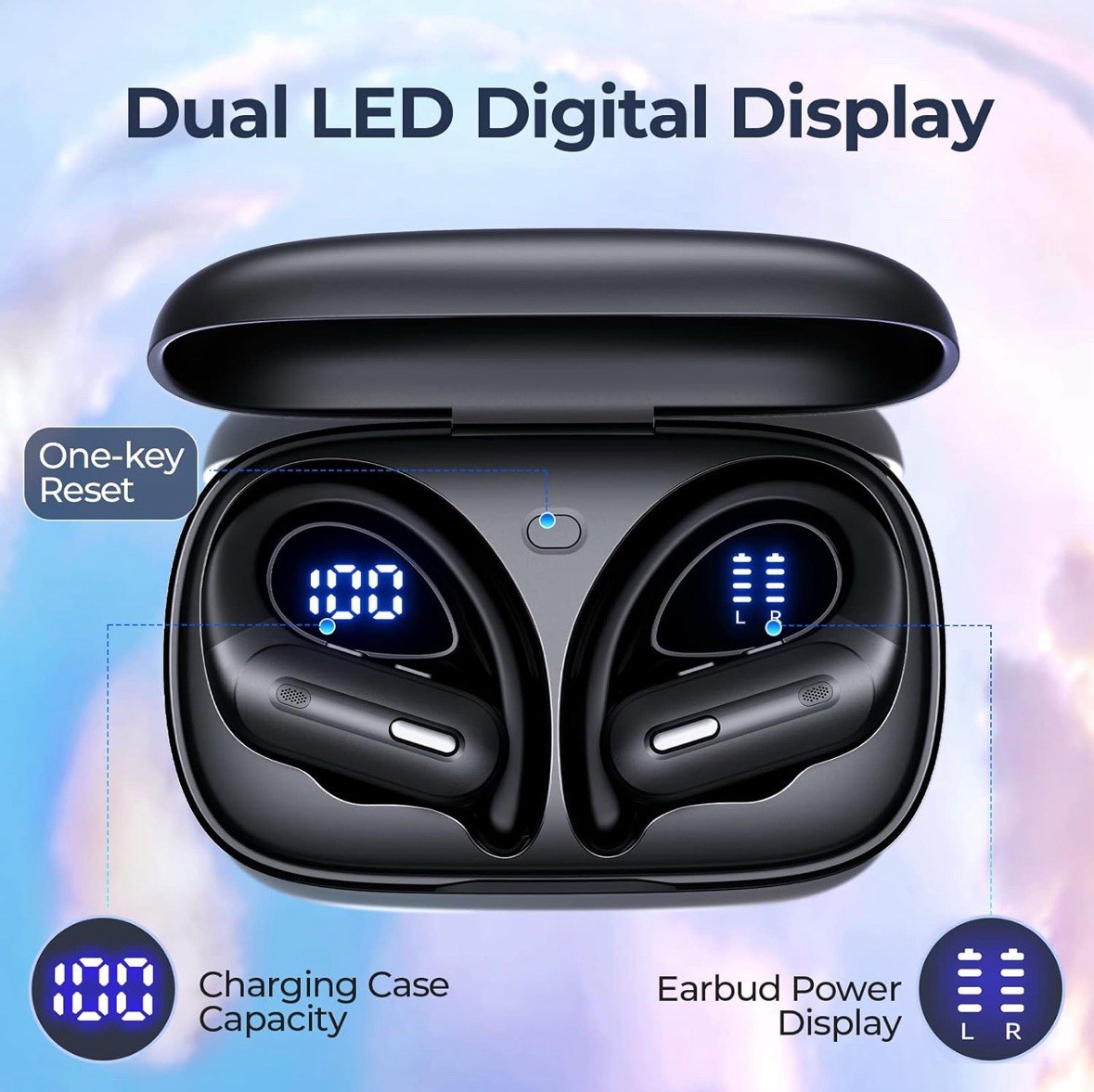 Active Noise Cancelling Wireless Earbuds Bluetooth Headphones 90 Hrs Playtime Ea