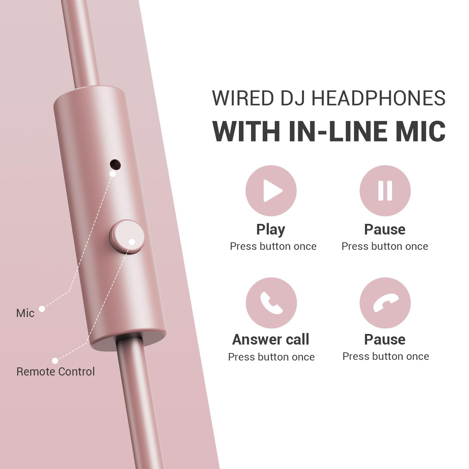 OneOdio Wired Over Ear Headphones Studio Monitor & Mixing DJ One Size, Pink